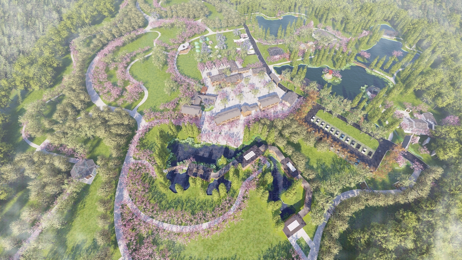 新中式乡村民宿景观SU模型下载【ID:1158750796】