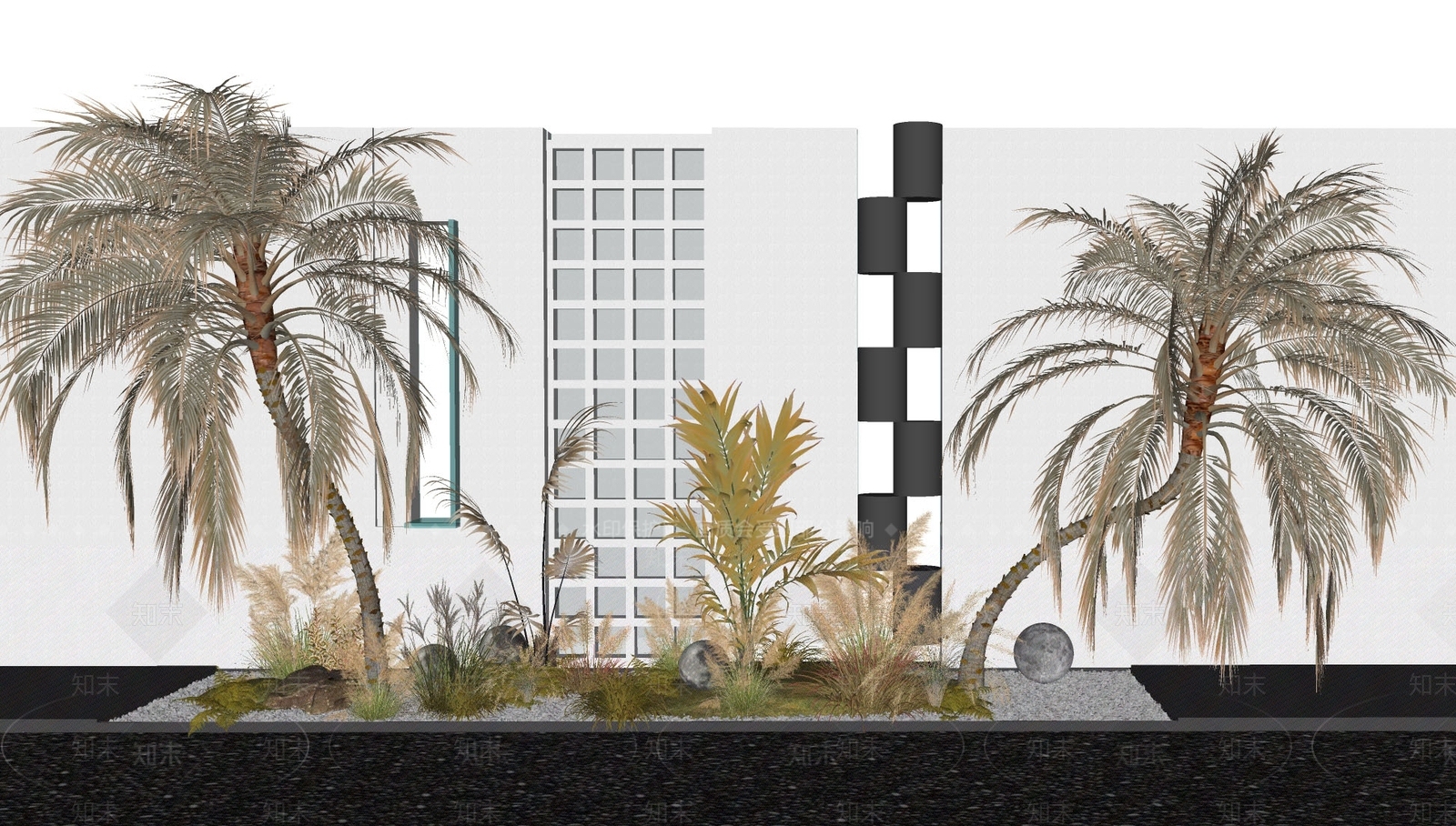 现代芦苇植物组合SU模型下载【ID:1158752724】