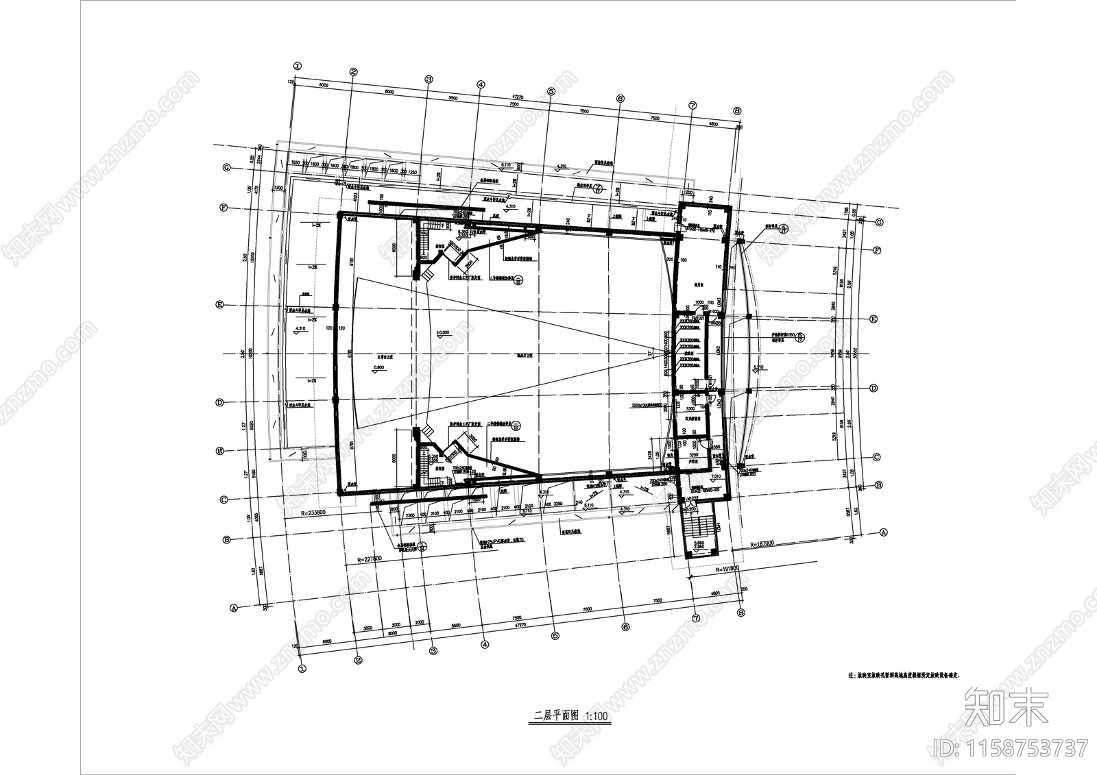 学校报告厅建筑cad施工图下载【ID:1158753737】