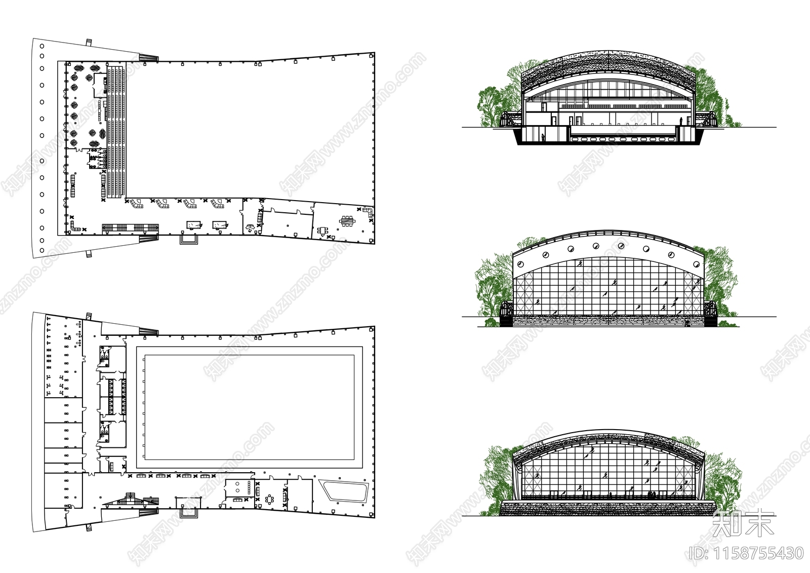 游泳池平面立面cad施工图下载【ID:1158755430】
