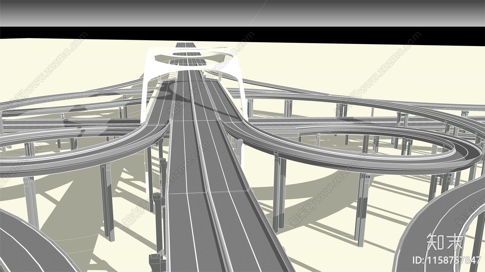 现代立交桥SU模型下载【ID:1158757847】