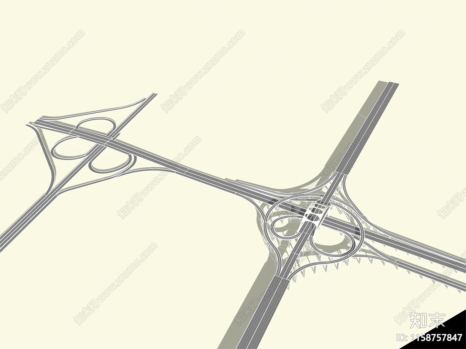 现代立交桥SU模型下载【ID:1158757847】