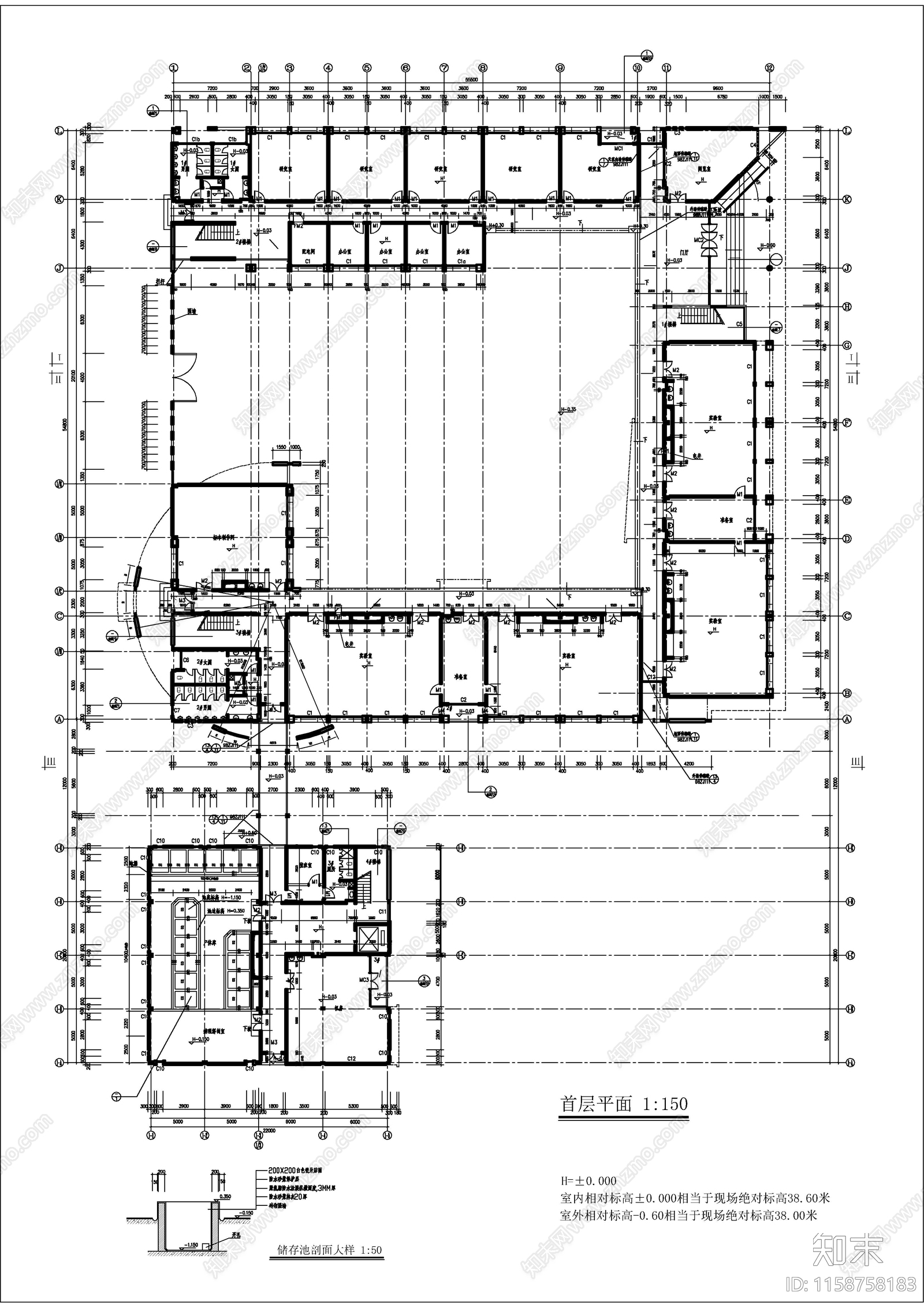 医学院解剖楼建筑图cad施工图下载【ID:1158758183】