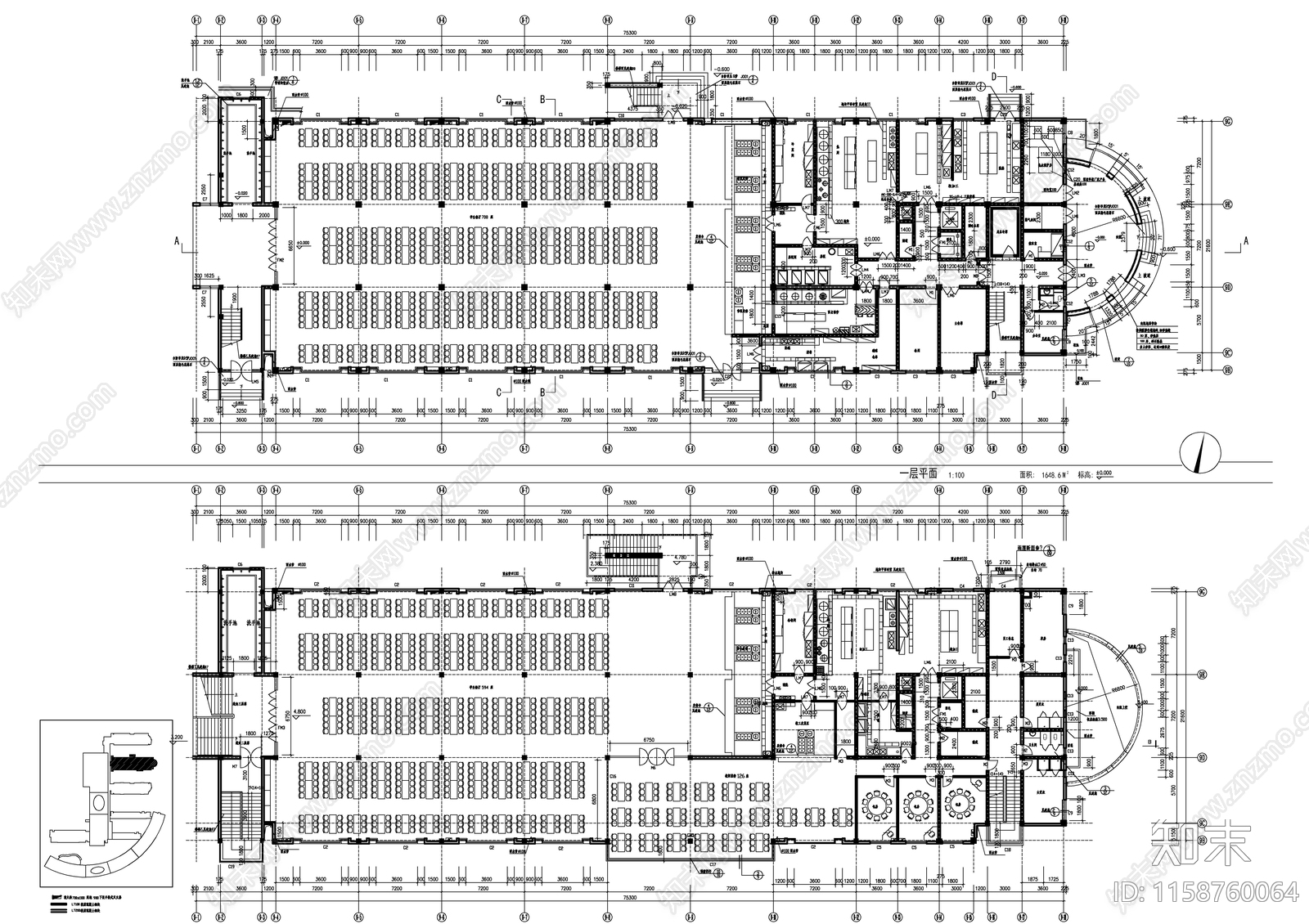 学校食堂建cad施工图下载【ID:1158760064】