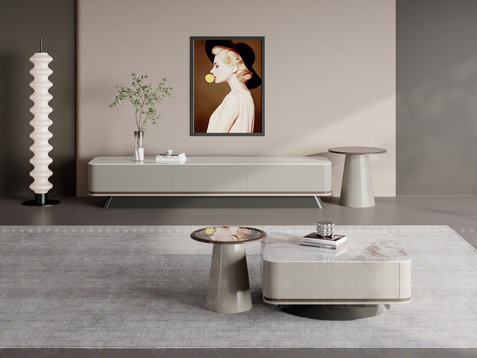 现代边几电视柜组合3D模型下载【ID:1158762744】