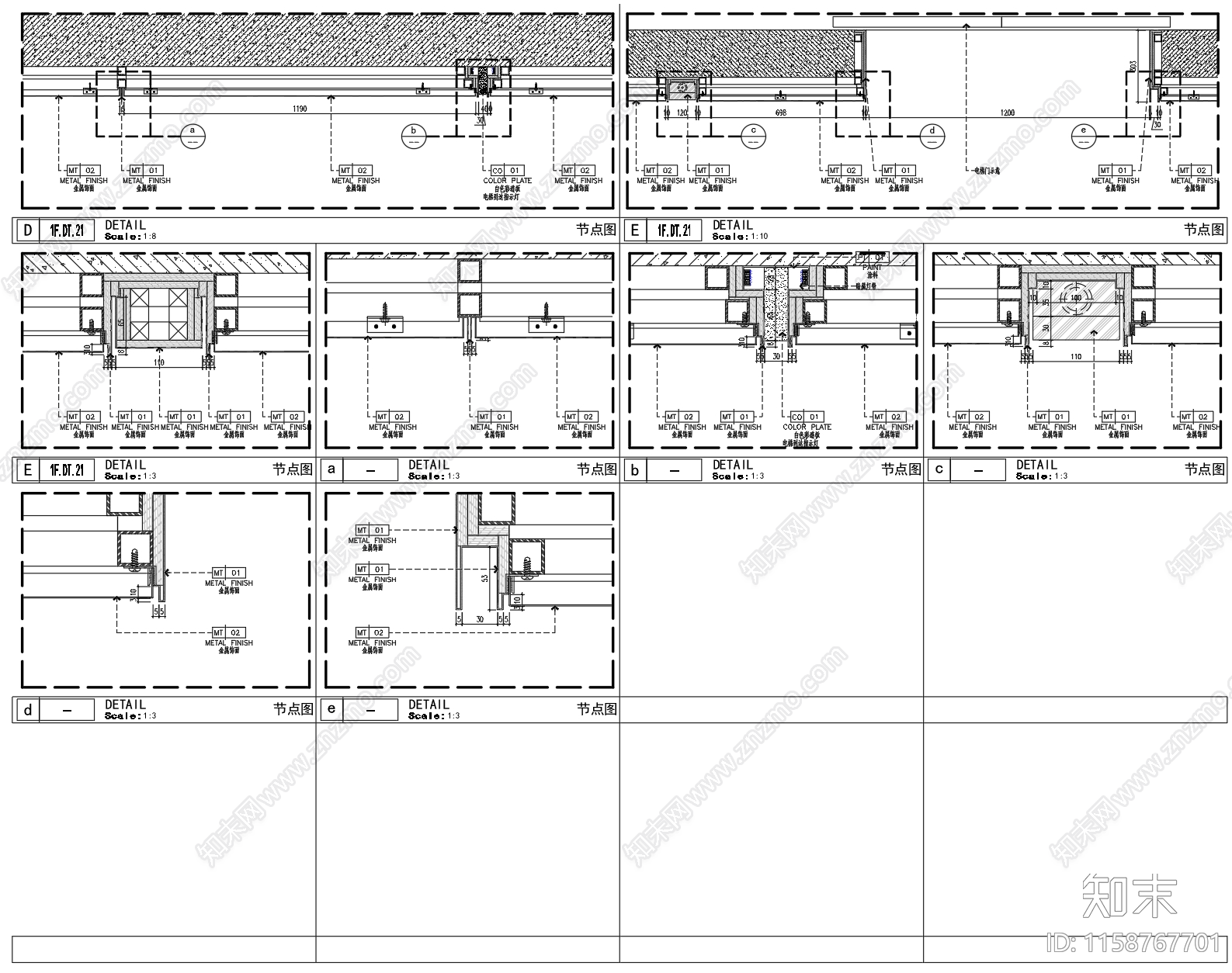 现代办公电梯厅造型超详细大样节点图cad施工图下载【ID:1158767701】