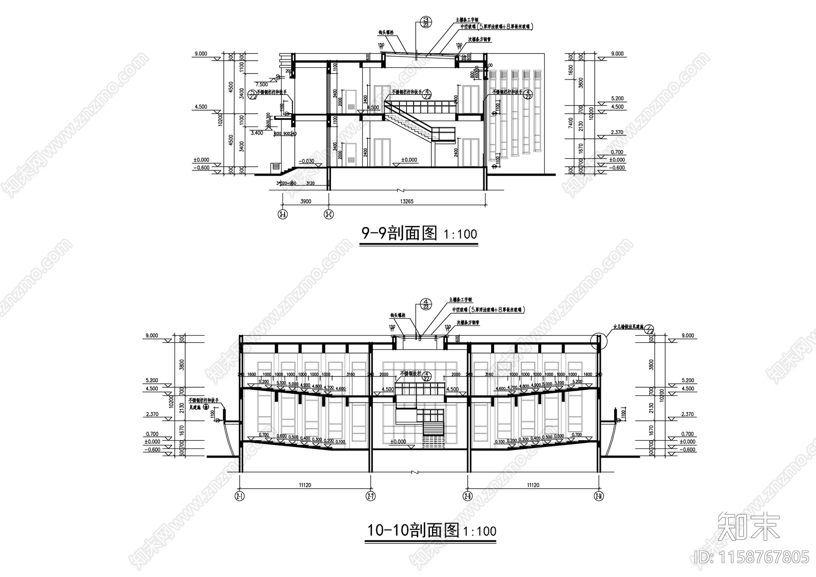 教学楼建筑平立剖图cad施工图下载【ID:1158767805】