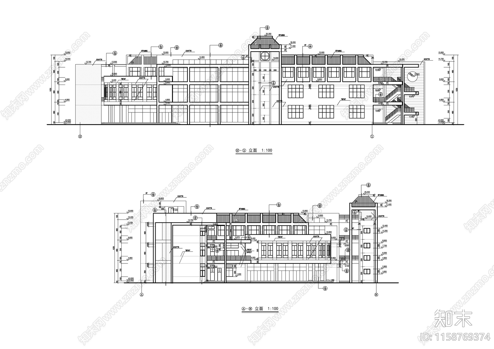 高校食堂建筑图cad施工图下载【ID:1158769374】