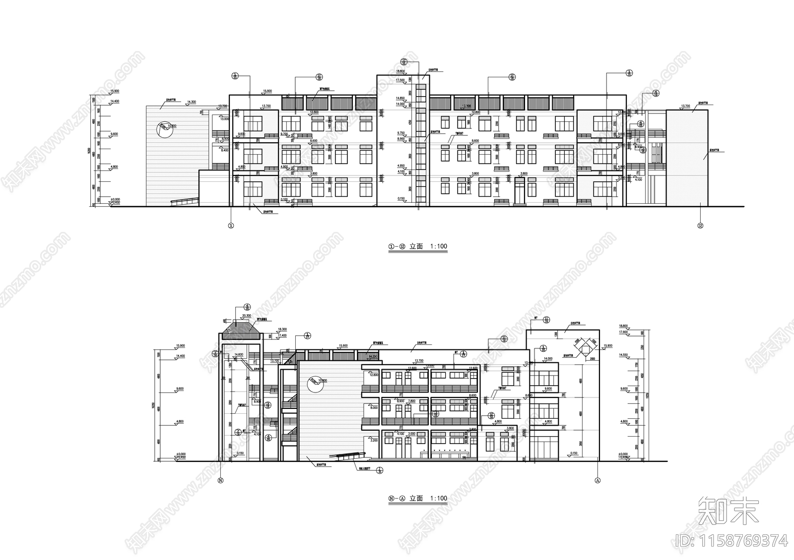 高校食堂建筑图cad施工图下载【ID:1158769374】