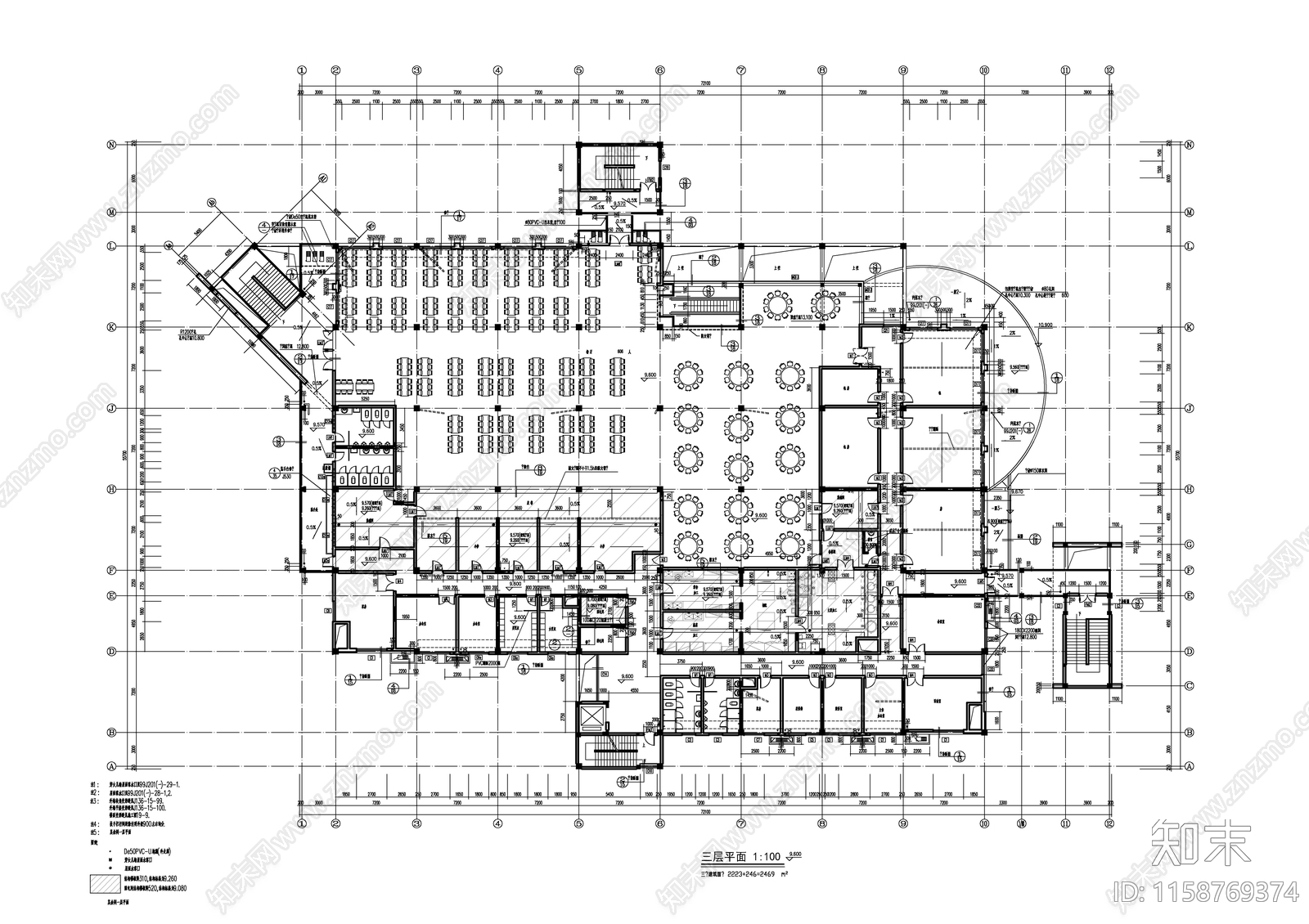 高校食堂建筑图cad施工图下载【ID:1158769374】