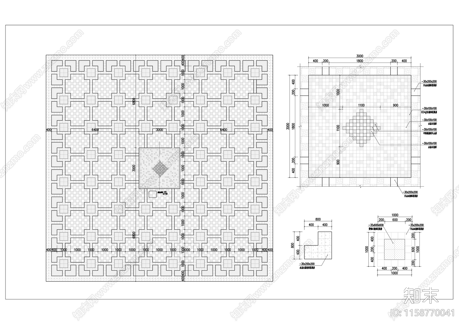 特色地面铺装图案详图cad施工图下载【ID:1158770041】