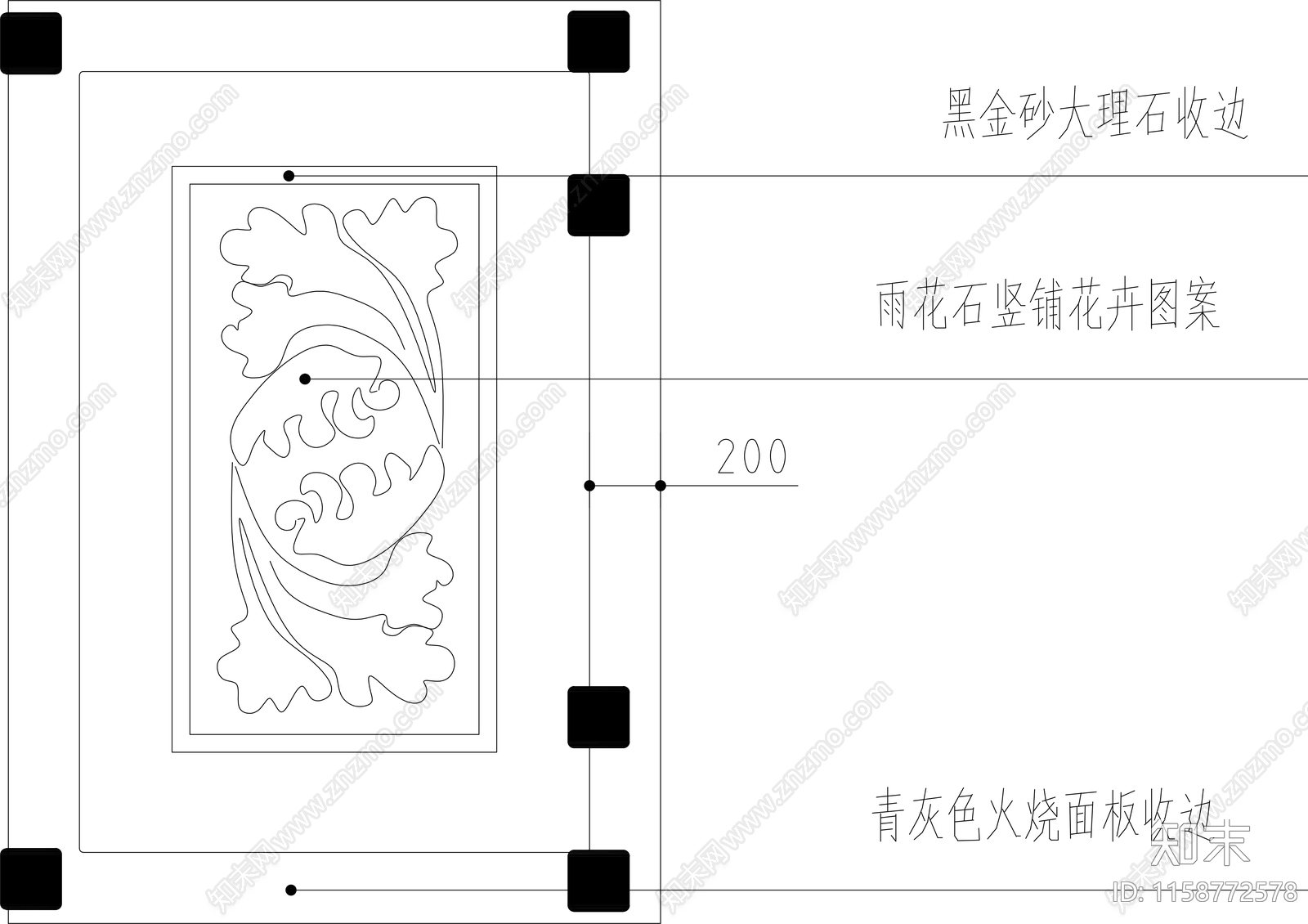 雨花石竖铺花卉图案cad施工图下载【ID:1158772578】