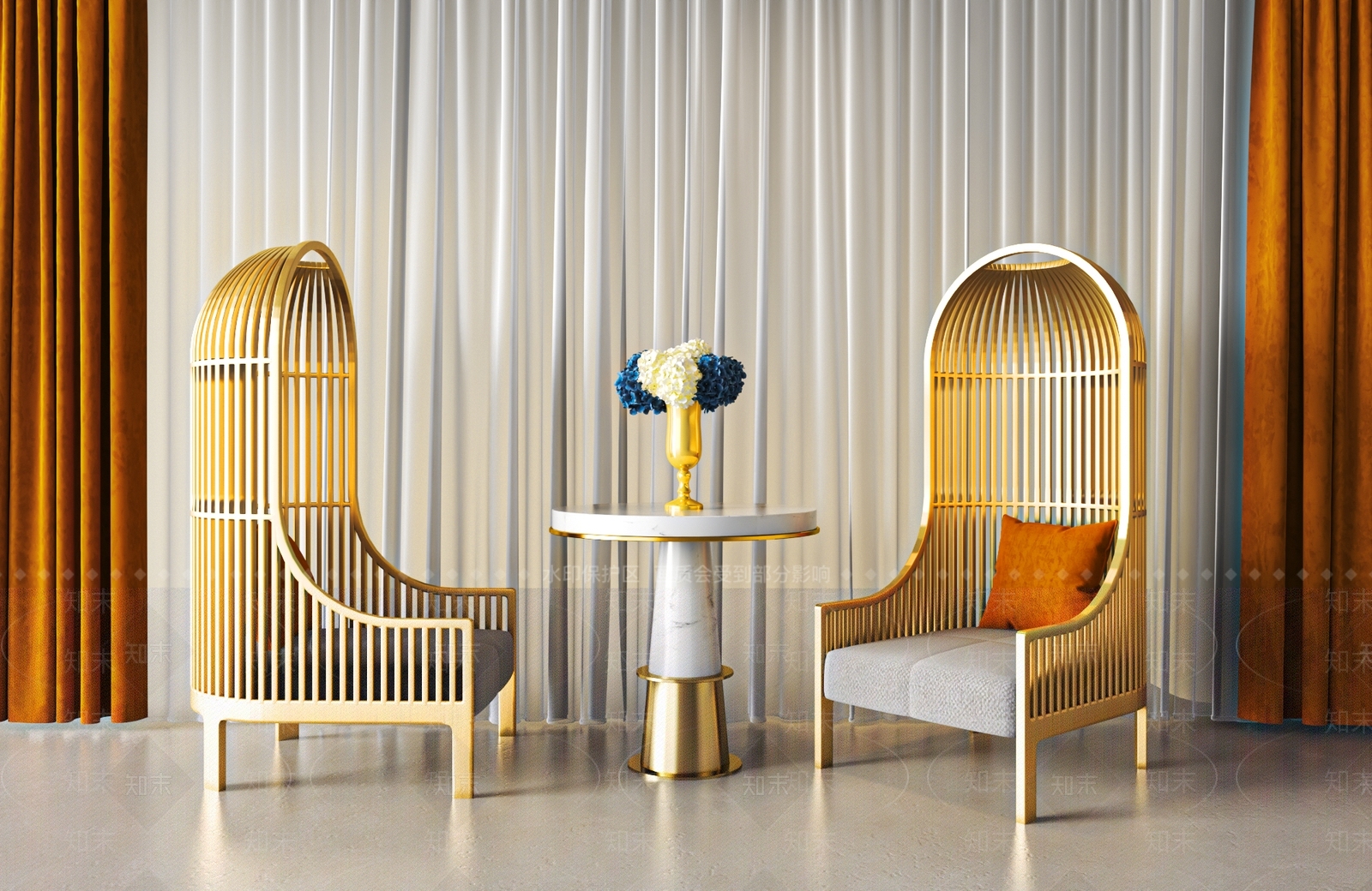 现代鸟笼休闲椅SU模型下载【ID:1158773732】