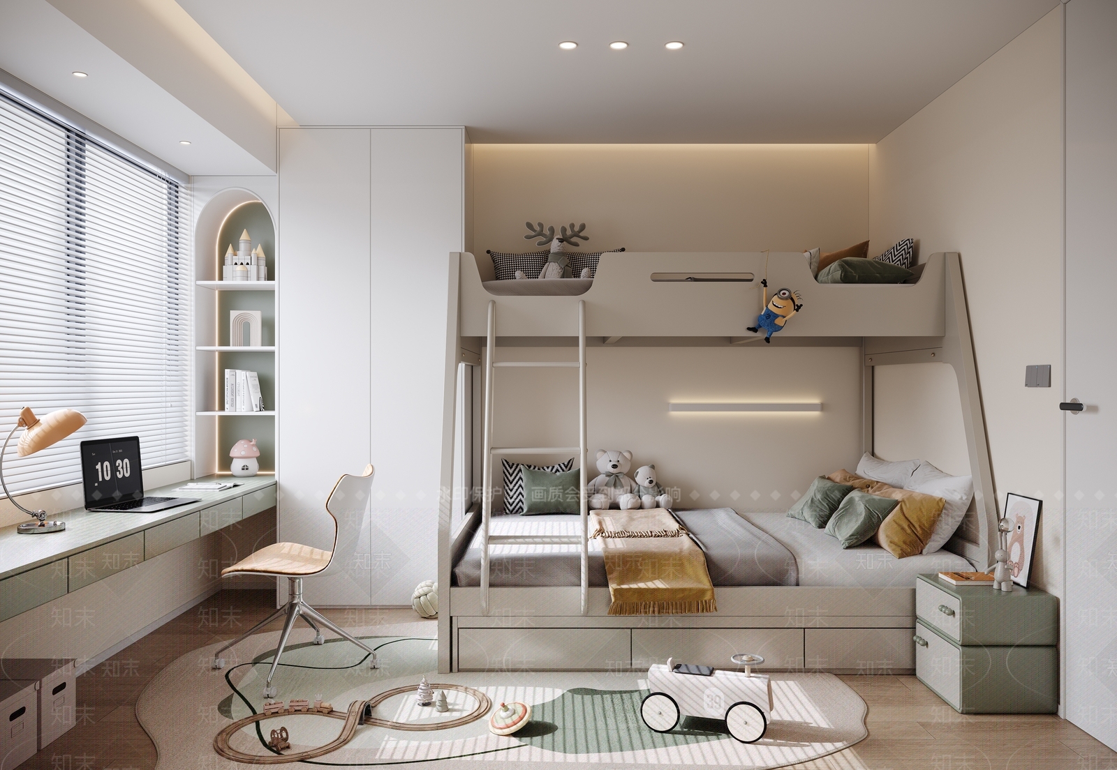 现代通用上下床儿童房卧室3D模型下载【ID:1158776981】