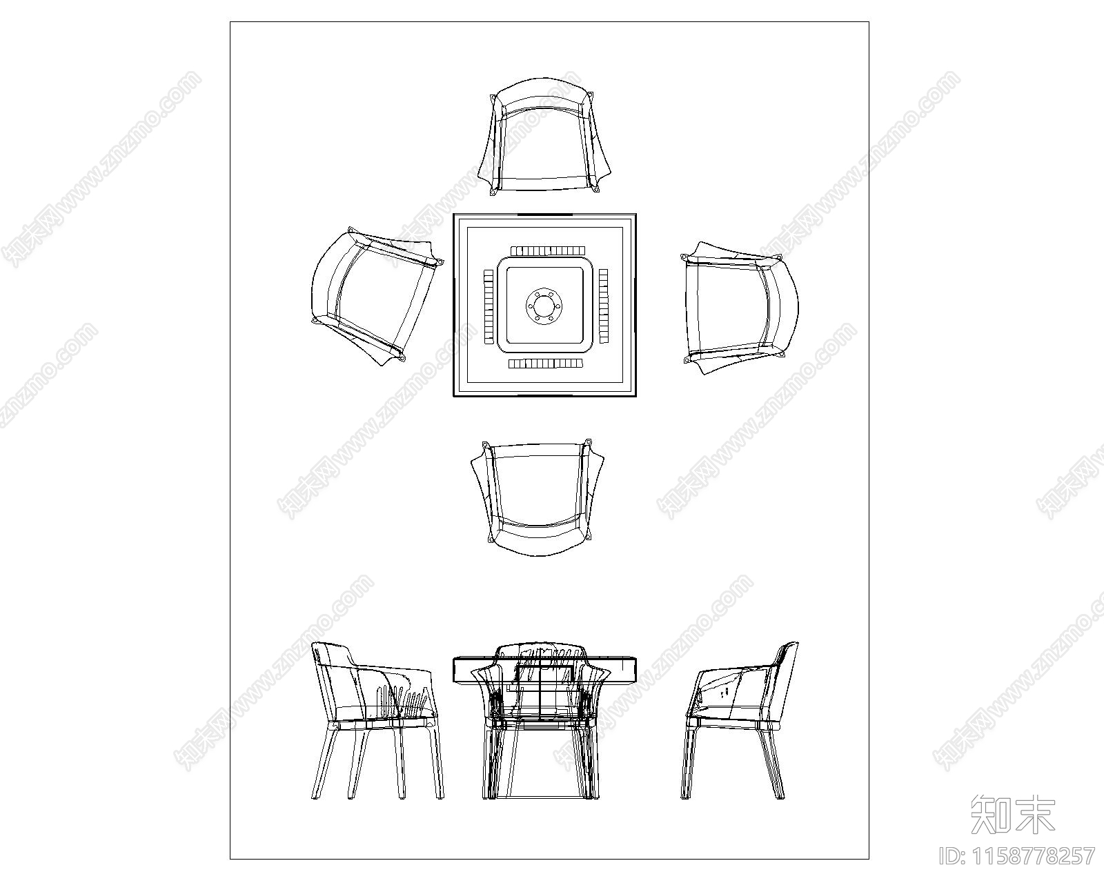 麻将桌棋牌桌施工图下载【ID:1158778257】