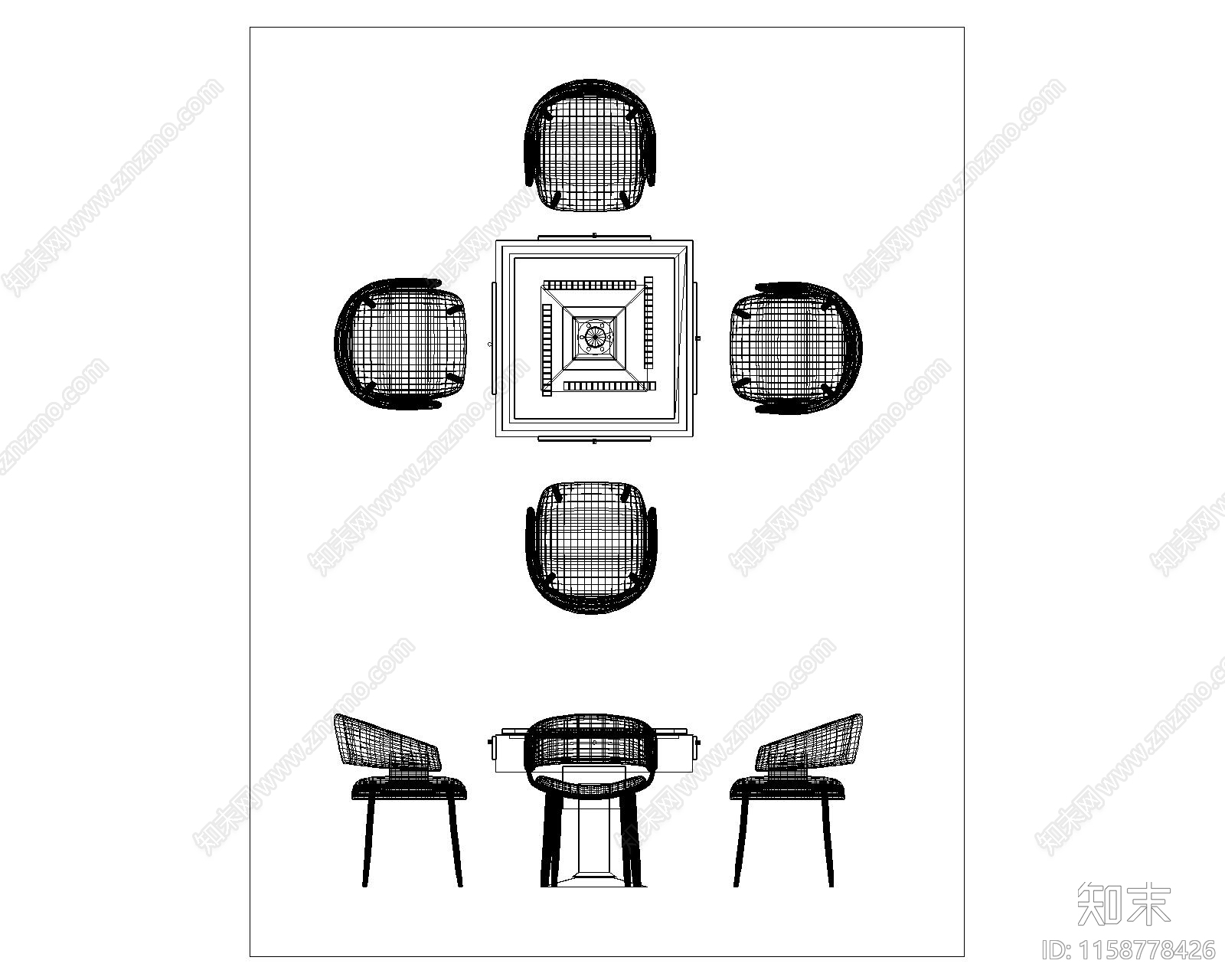 麻将桌棋牌桌cad施工图下载【ID:1158778426】