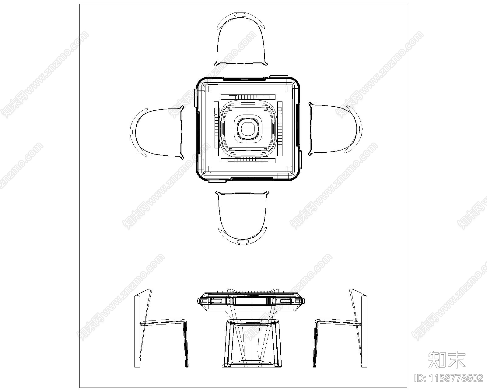 麻将桌cad施工图下载【ID:1158778602】