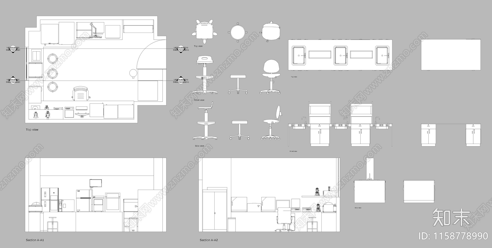 实验室家具图库cad施工图下载【ID:1158778990】