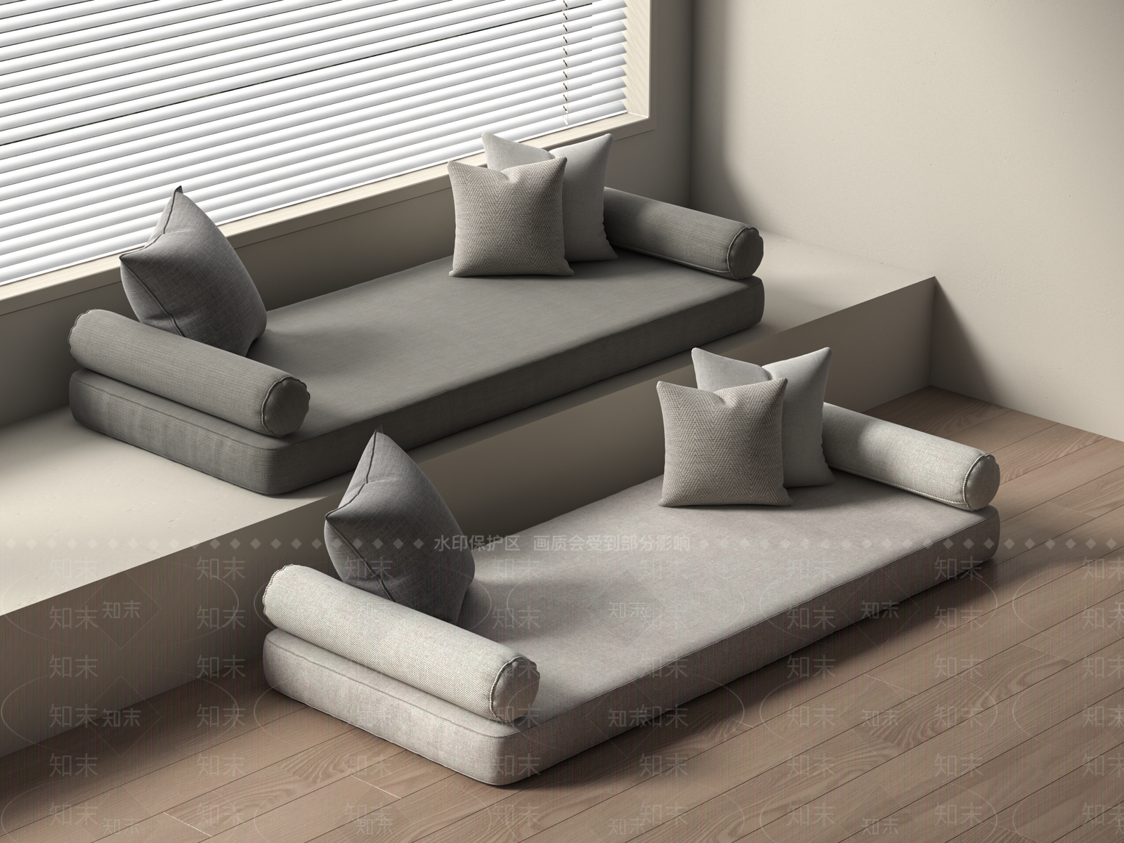 现代飘窗坐垫3D模型下载【ID:1158779169】