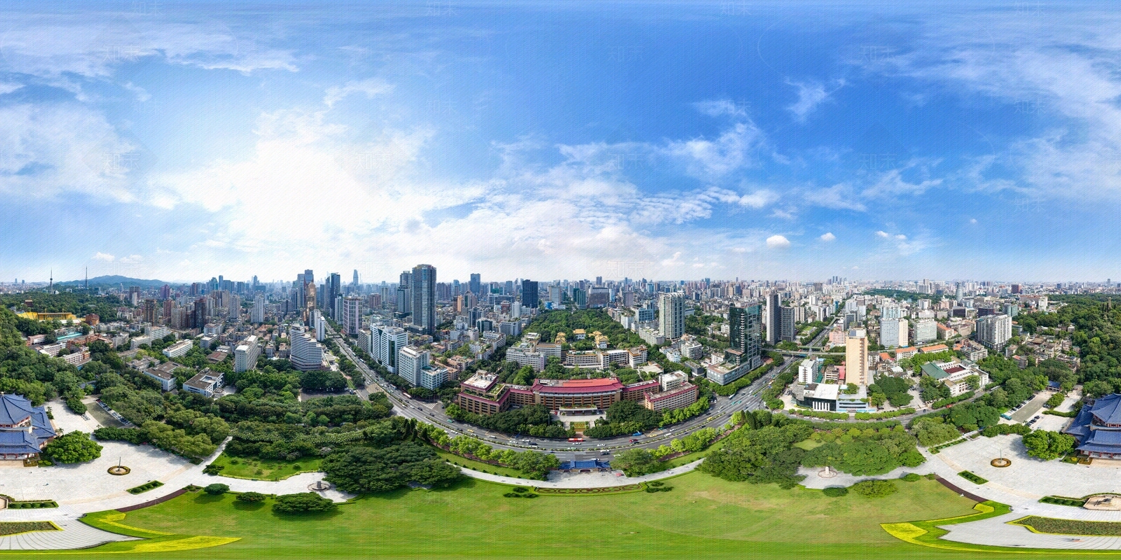 HDR白天城市生态公园全景贴图下载【ID:1158780039】