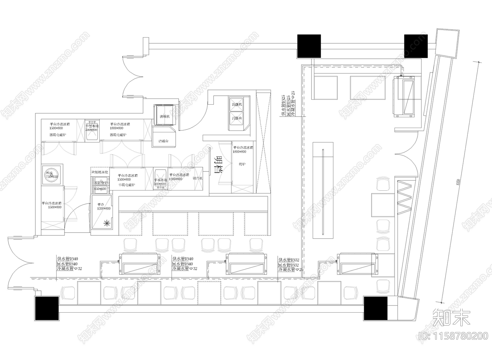 快餐店空调平面图施工图下载【ID:1158780200】