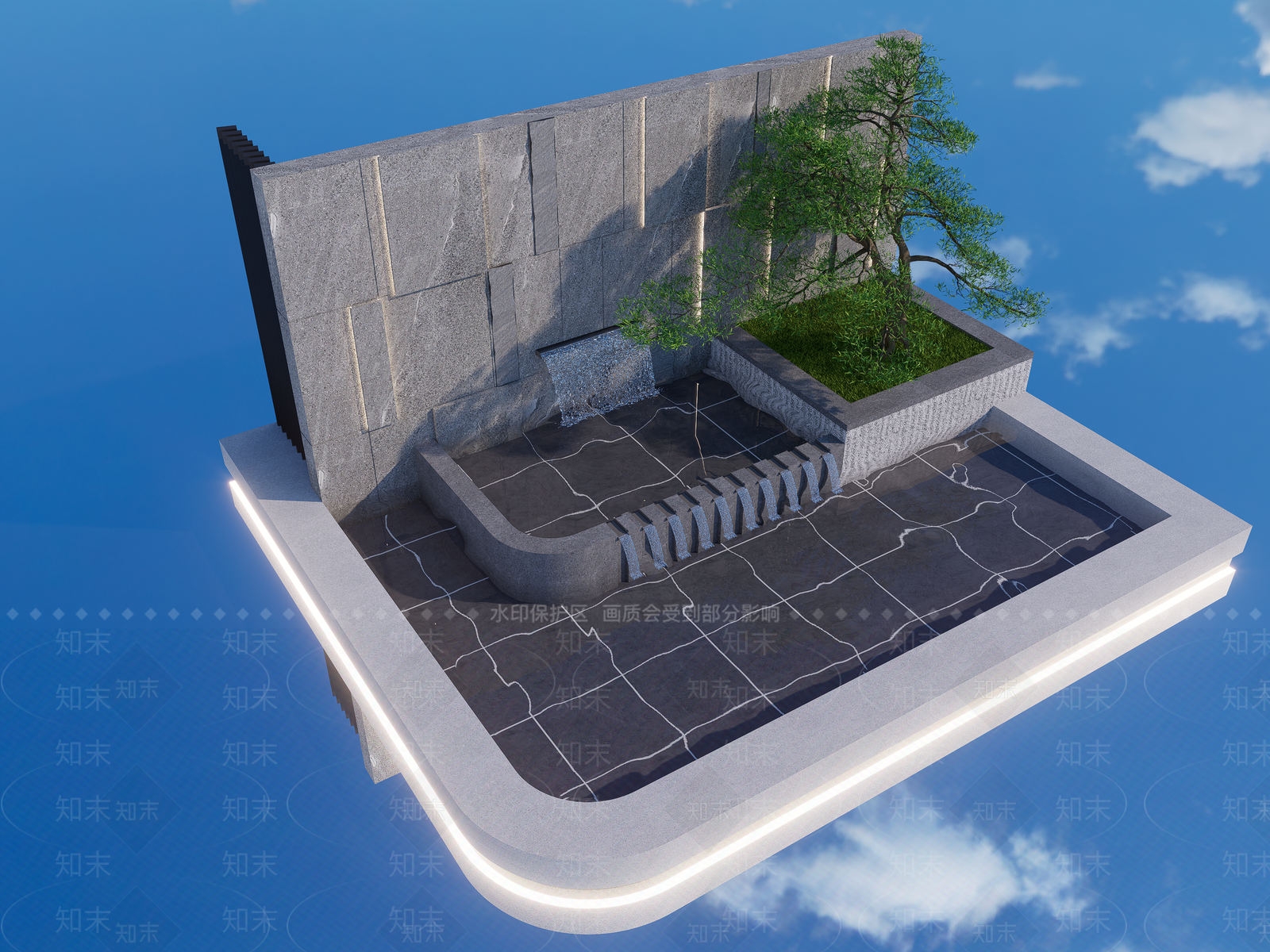 现代景墙围墙SU模型下载【ID:1158781059】