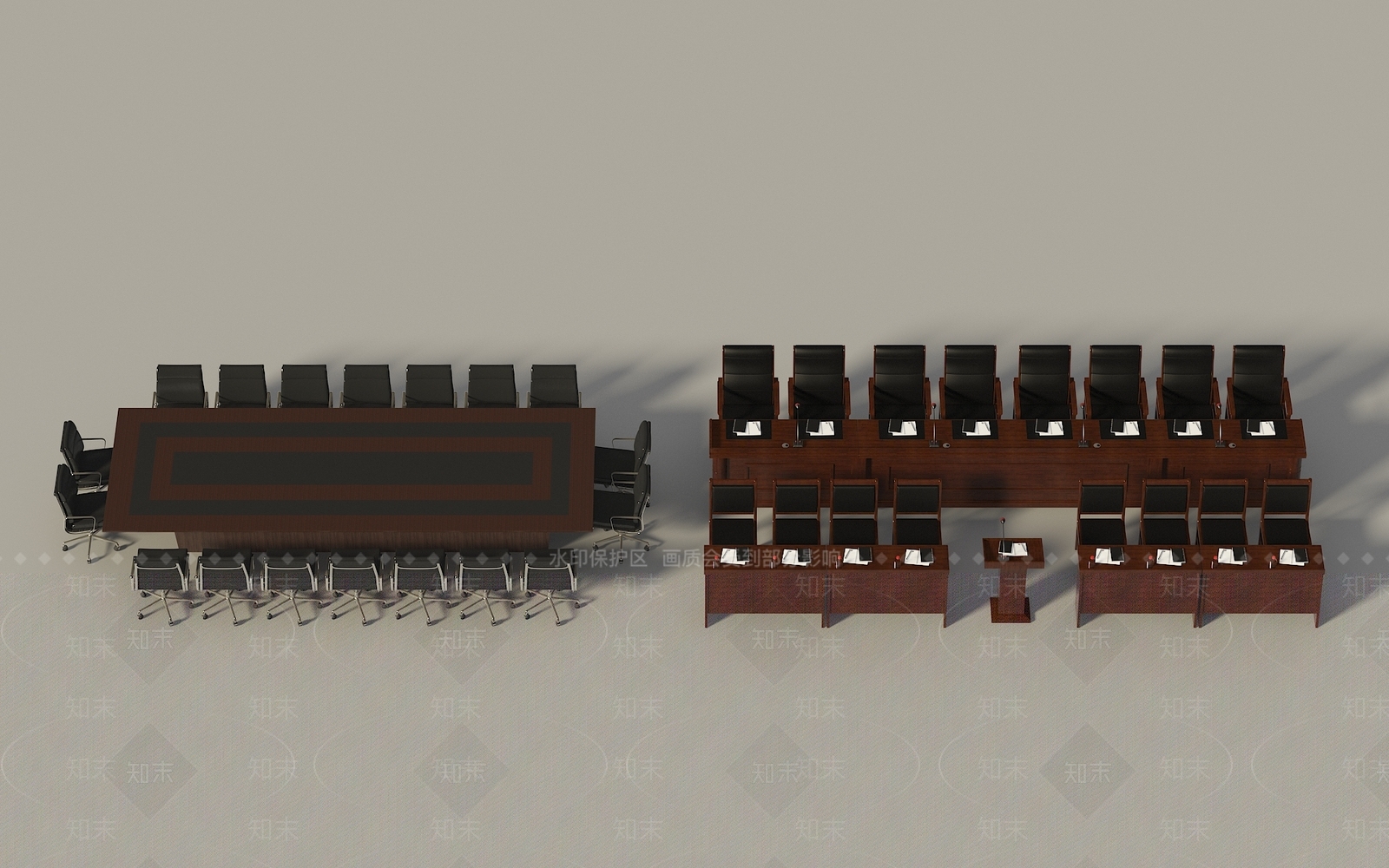 现代会议室办公桌椅3D模型下载【ID:1158788024】