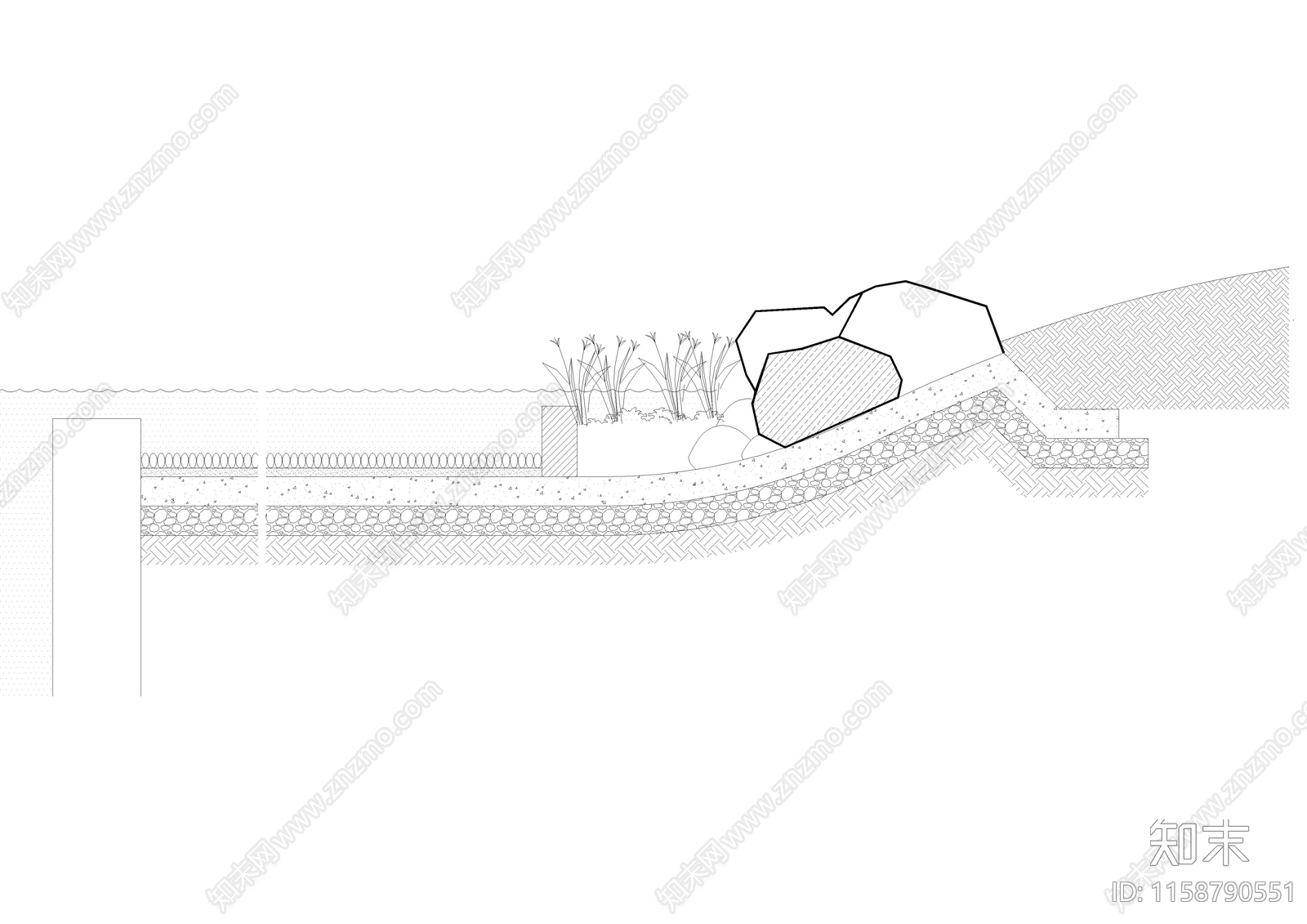 现代建筑景观水景平台休闲公园详图图纸cad施工图下载【ID:1158790551】