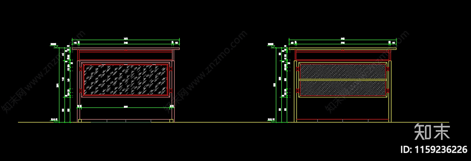 现代党建宣传栏节点cad施工图下载【ID:1159236226】