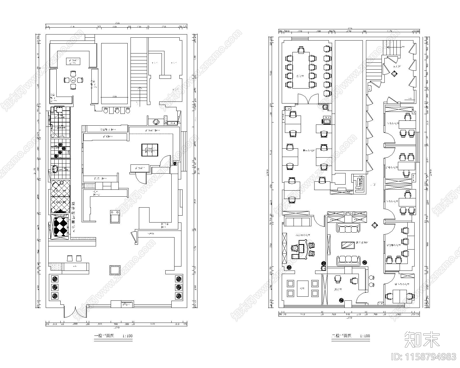 5个家装公司办公展厅平面布局施工图下载【ID:1158794983】