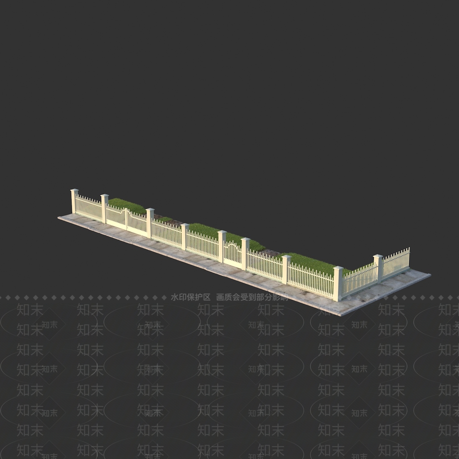 花园庭院围墙砖墙3D模型下载【ID:1158795400】