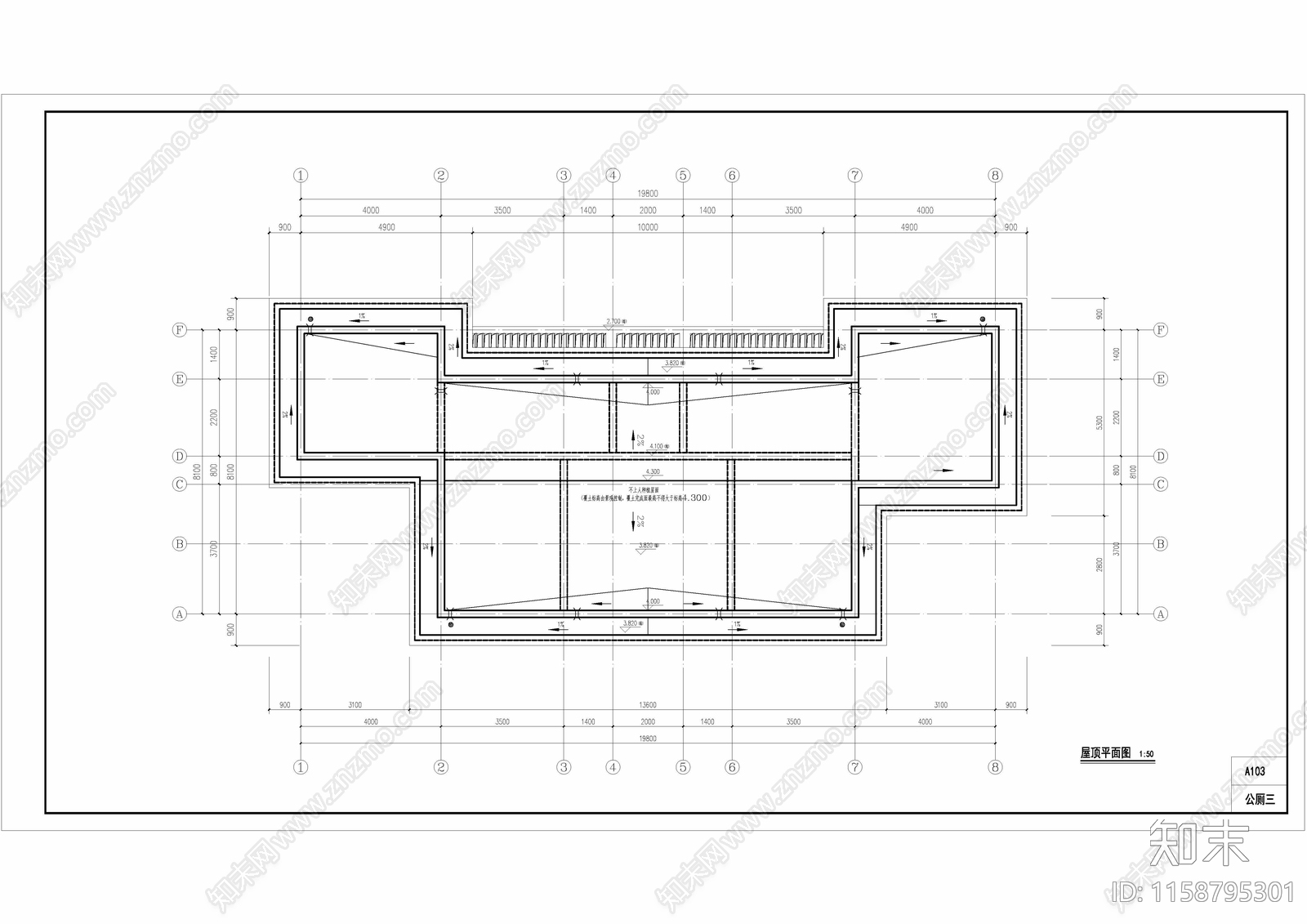 公园公共卫生间建筑结构cad施工图下载【ID:1158795301】