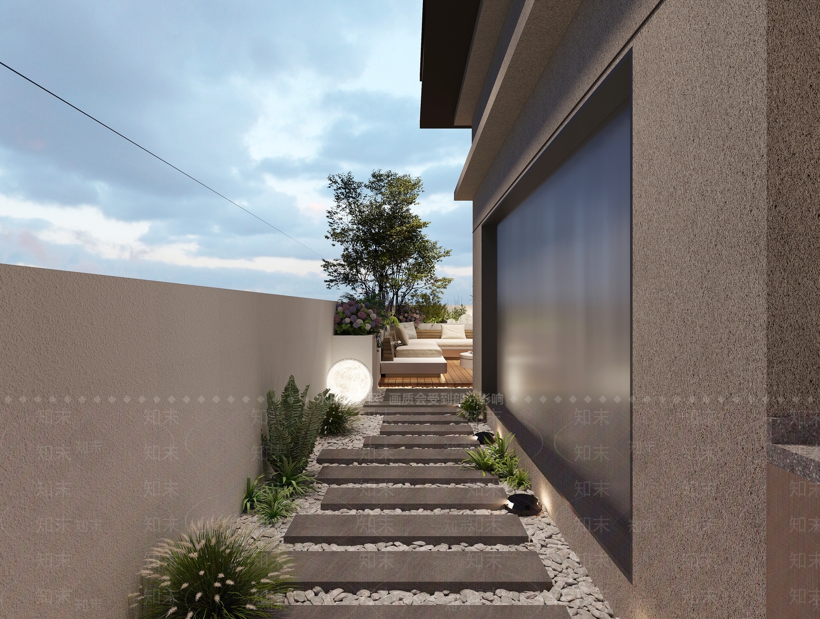 现代花园阳台烧烤区3D模型下载【ID:1158896669】