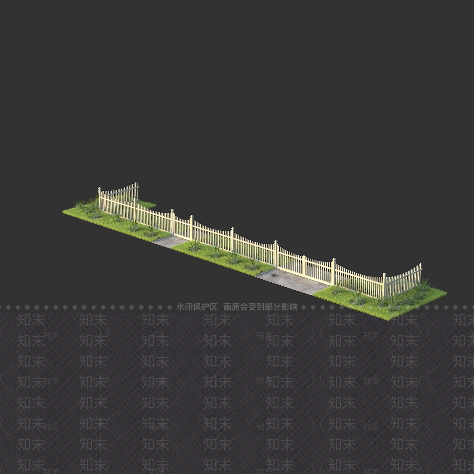 花园庭院围墙砖墙3D模型下载【ID:1158797297】