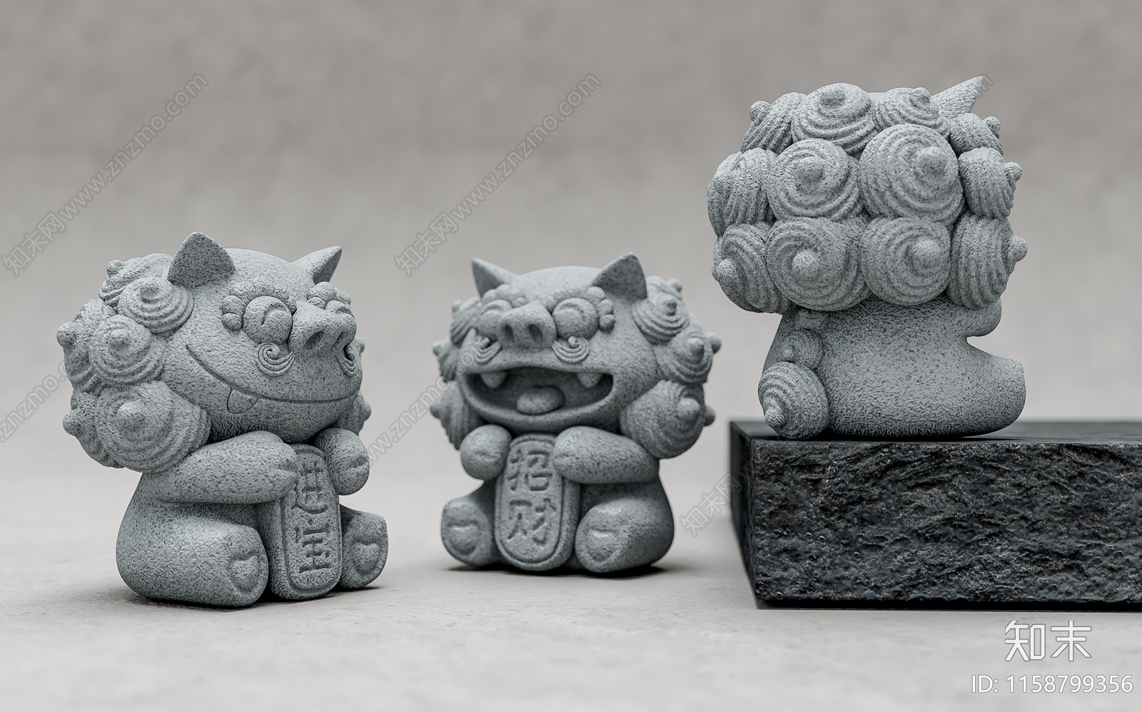 国潮小石狮子茶宠摆件3D模型下载【ID:1158799356】