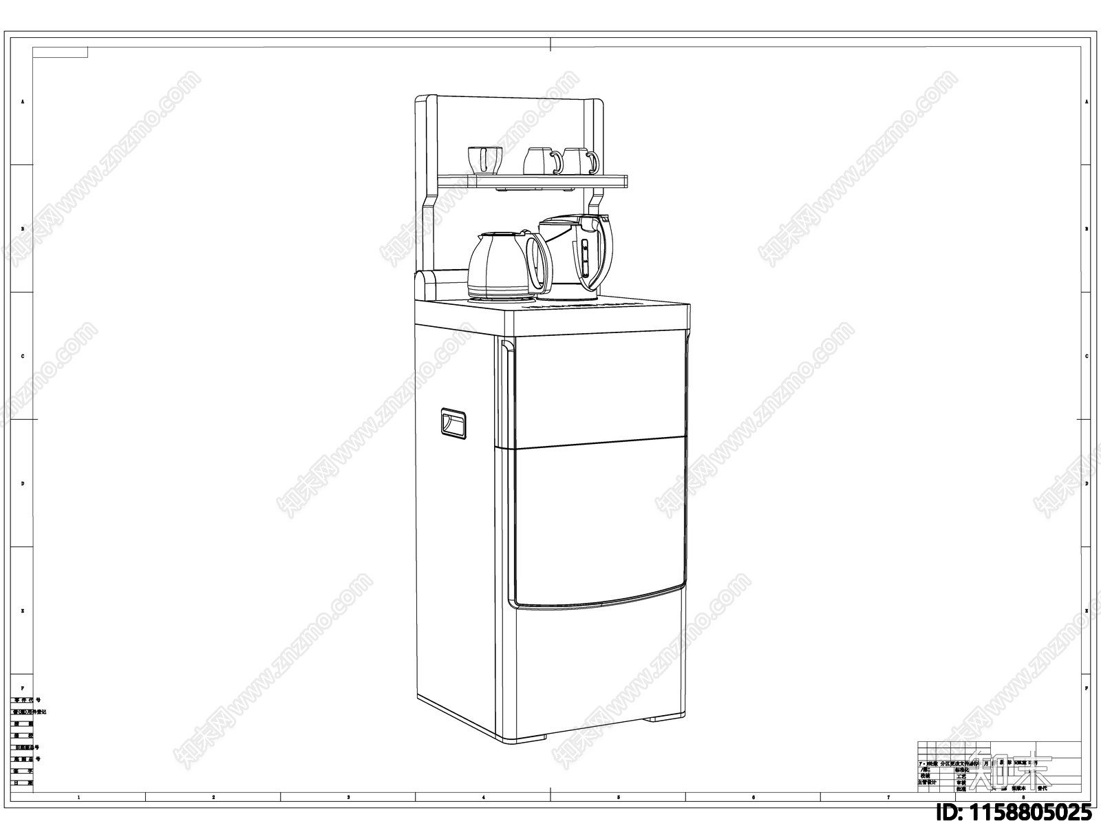 茶吧机线稿图设计cad施工图下载【ID:1158805025】