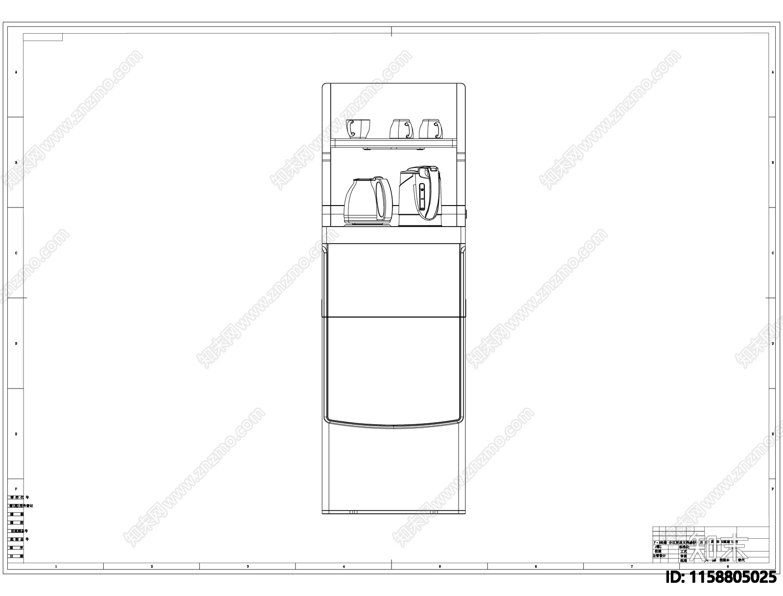 茶吧机线稿图设计cad施工图下载【ID:1158805025】