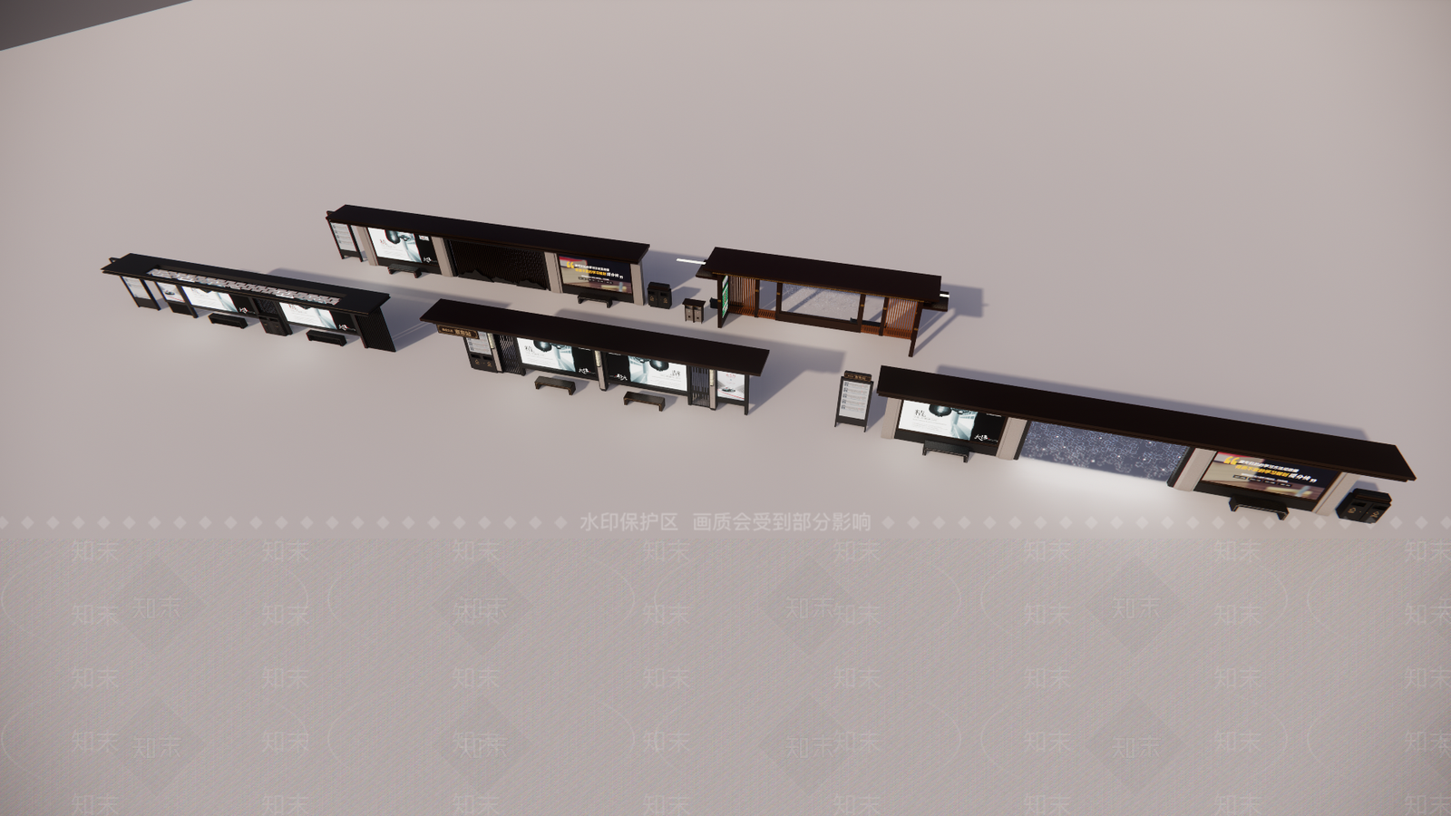 新中式公交站台SU模型下载【ID:1158807975】