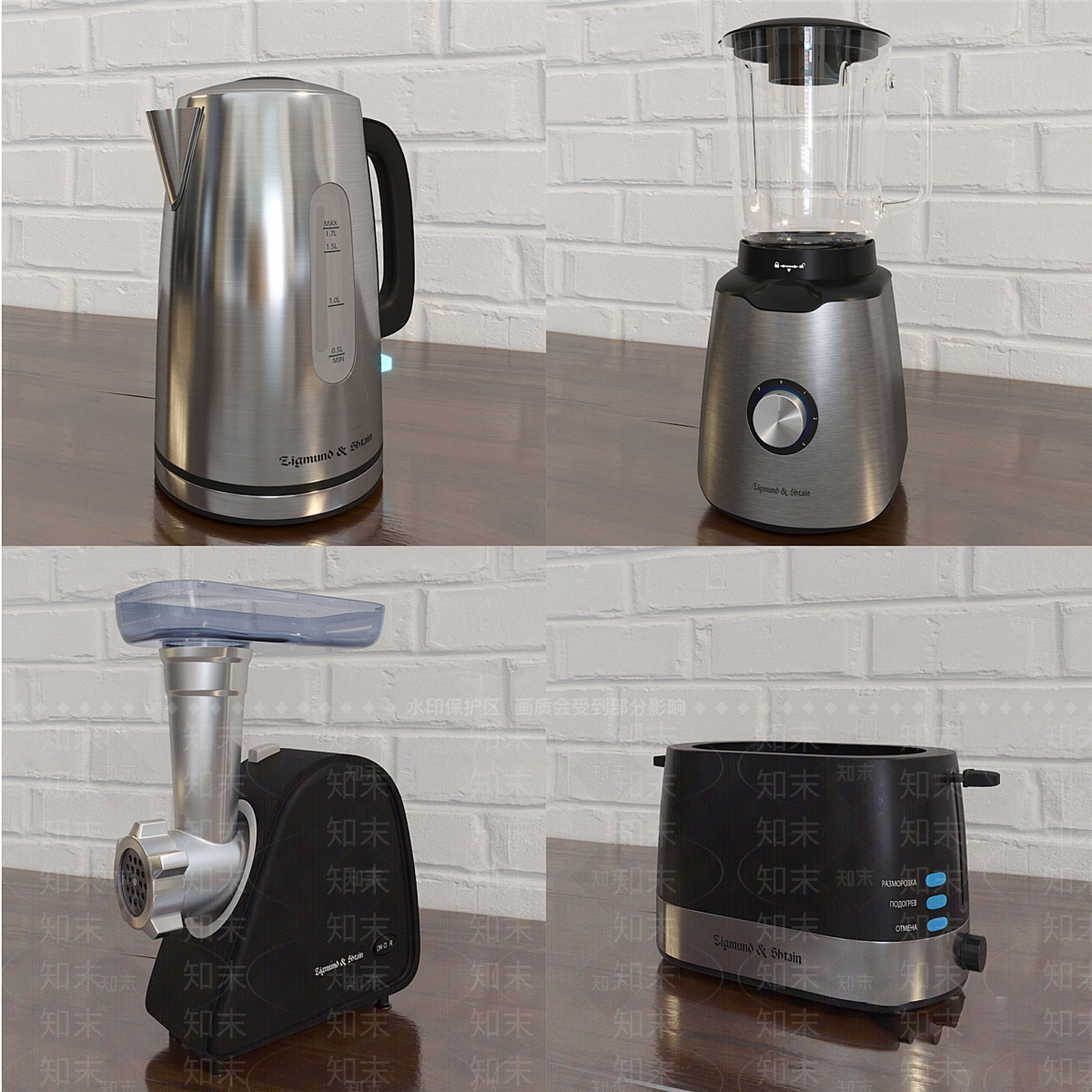 厨房用品组合3D模型下载【ID:1158811358】