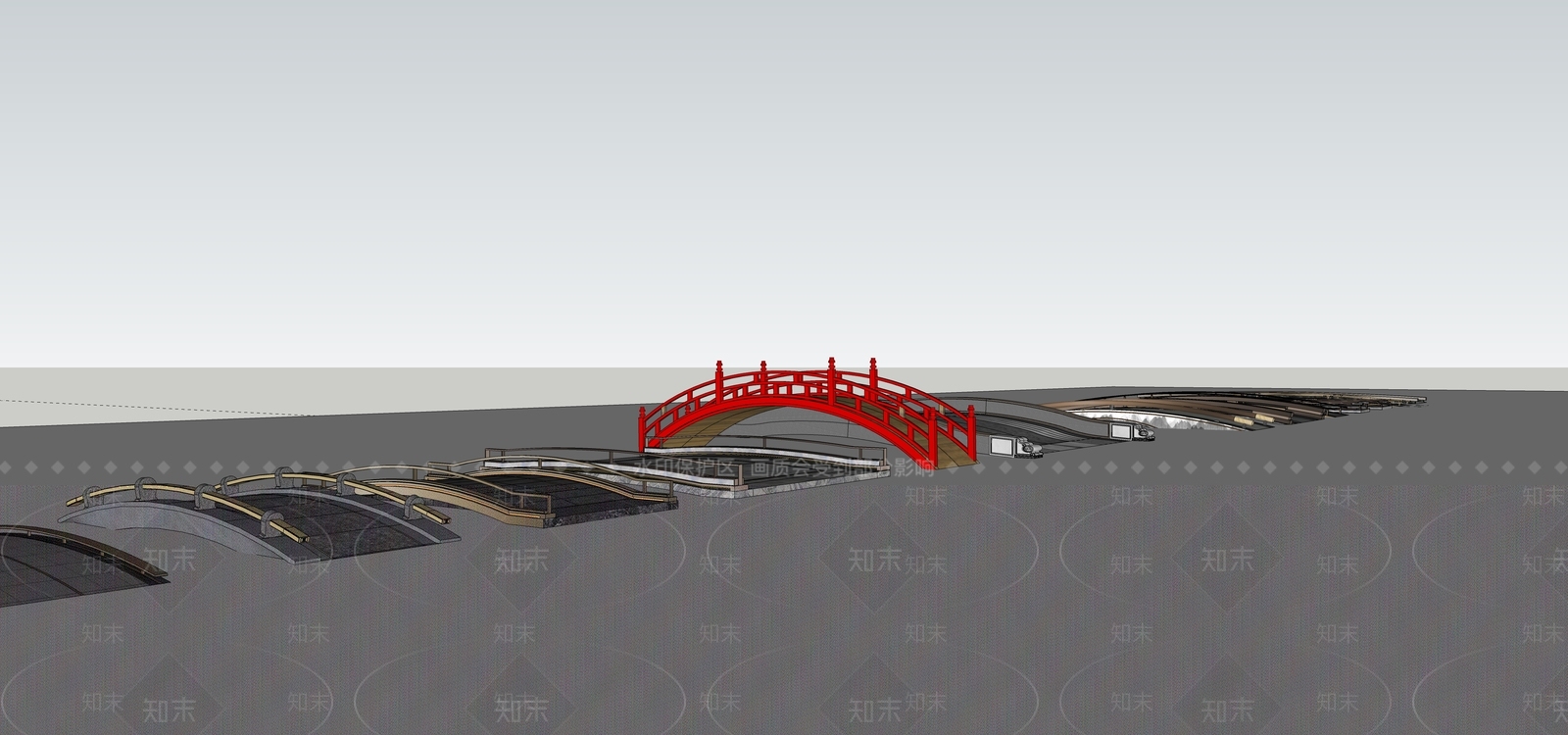 新中式景观桥SU模型下载【ID:1158815880】