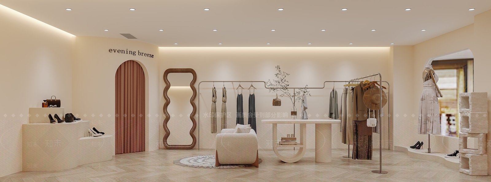 现代奶油风服装店3D模型下载【ID:1158823274】