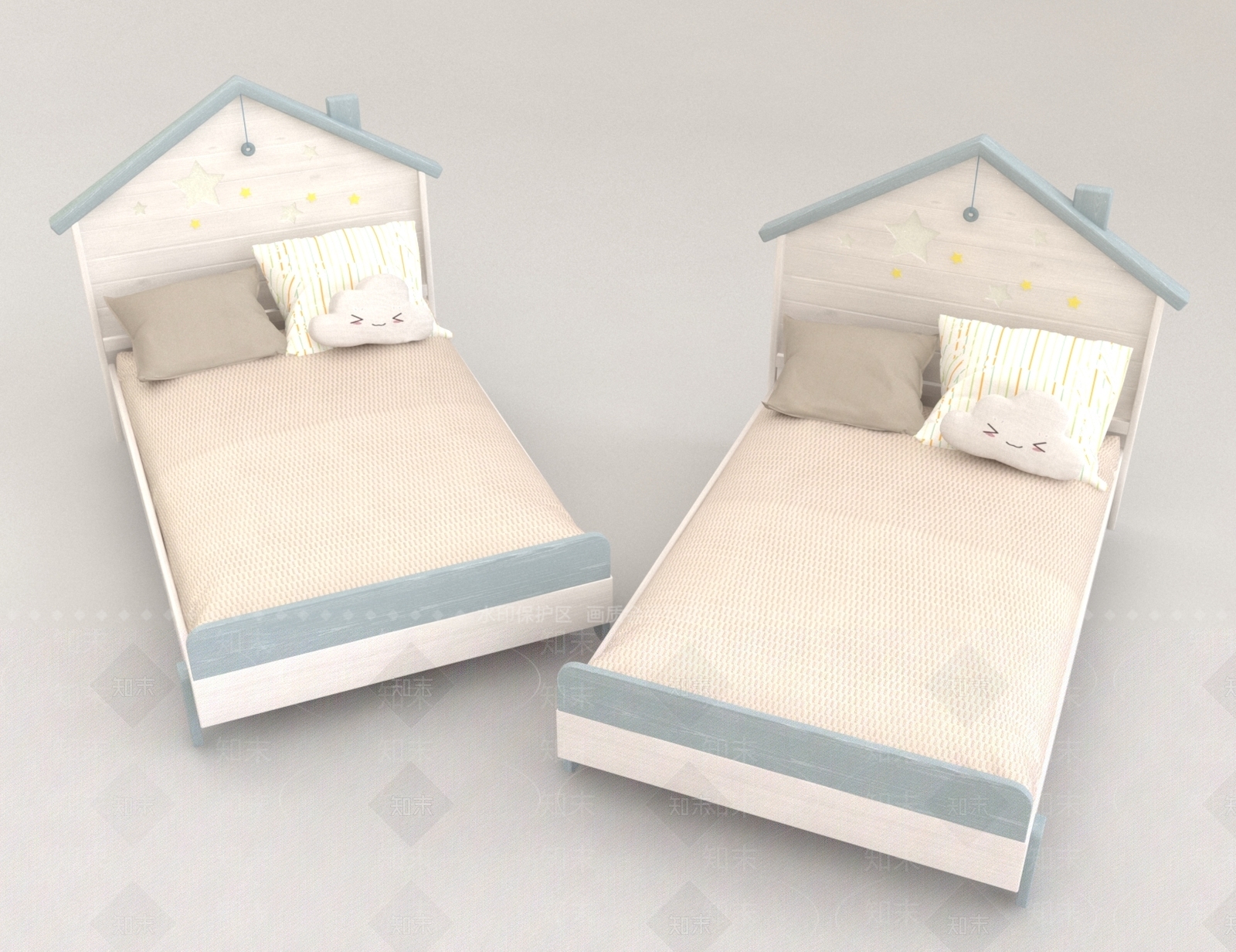 现代儿童床3D模型下载【ID:1158820565】
