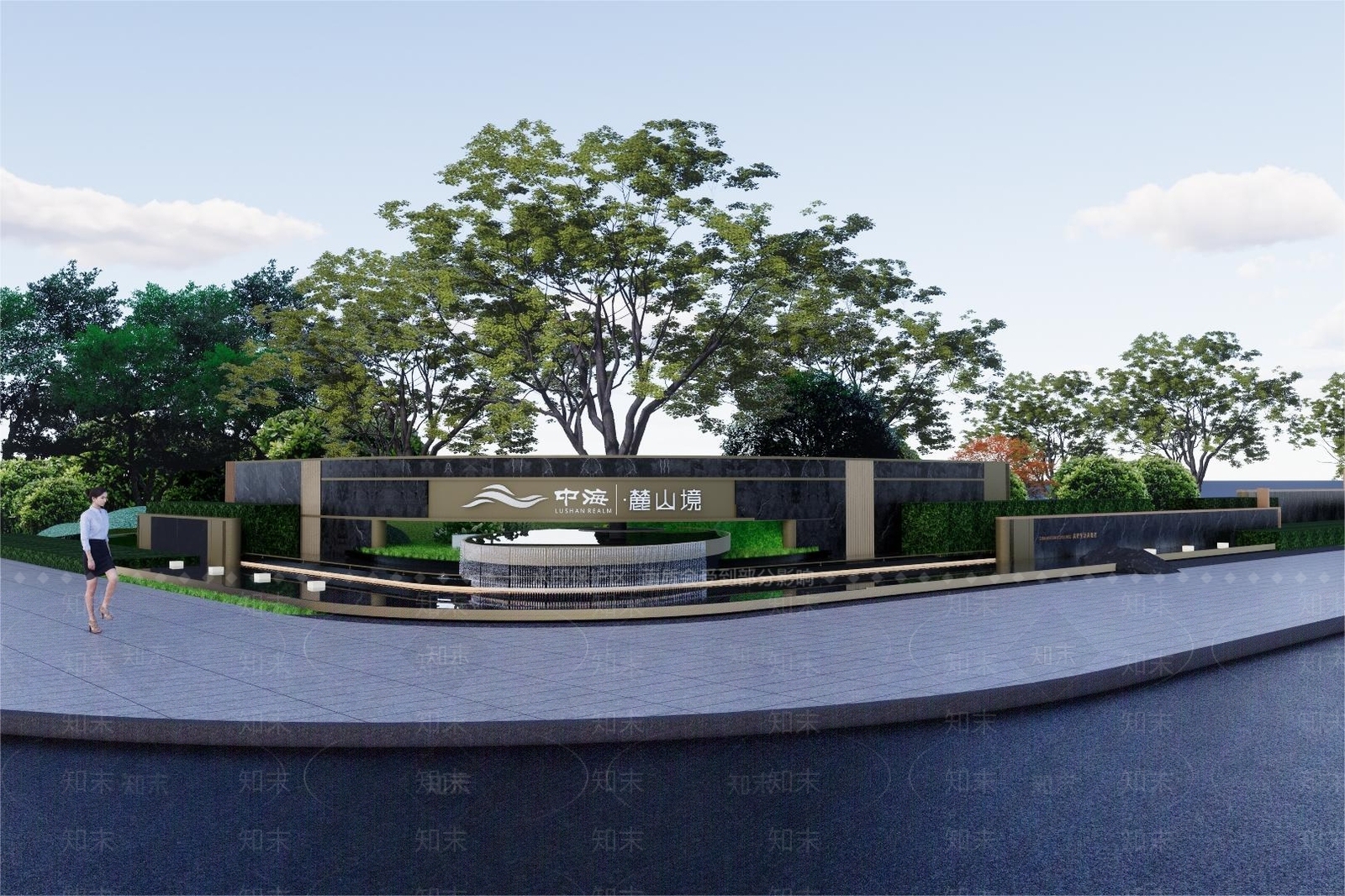 现代转角景墙SU模型下载【ID:1158820443】