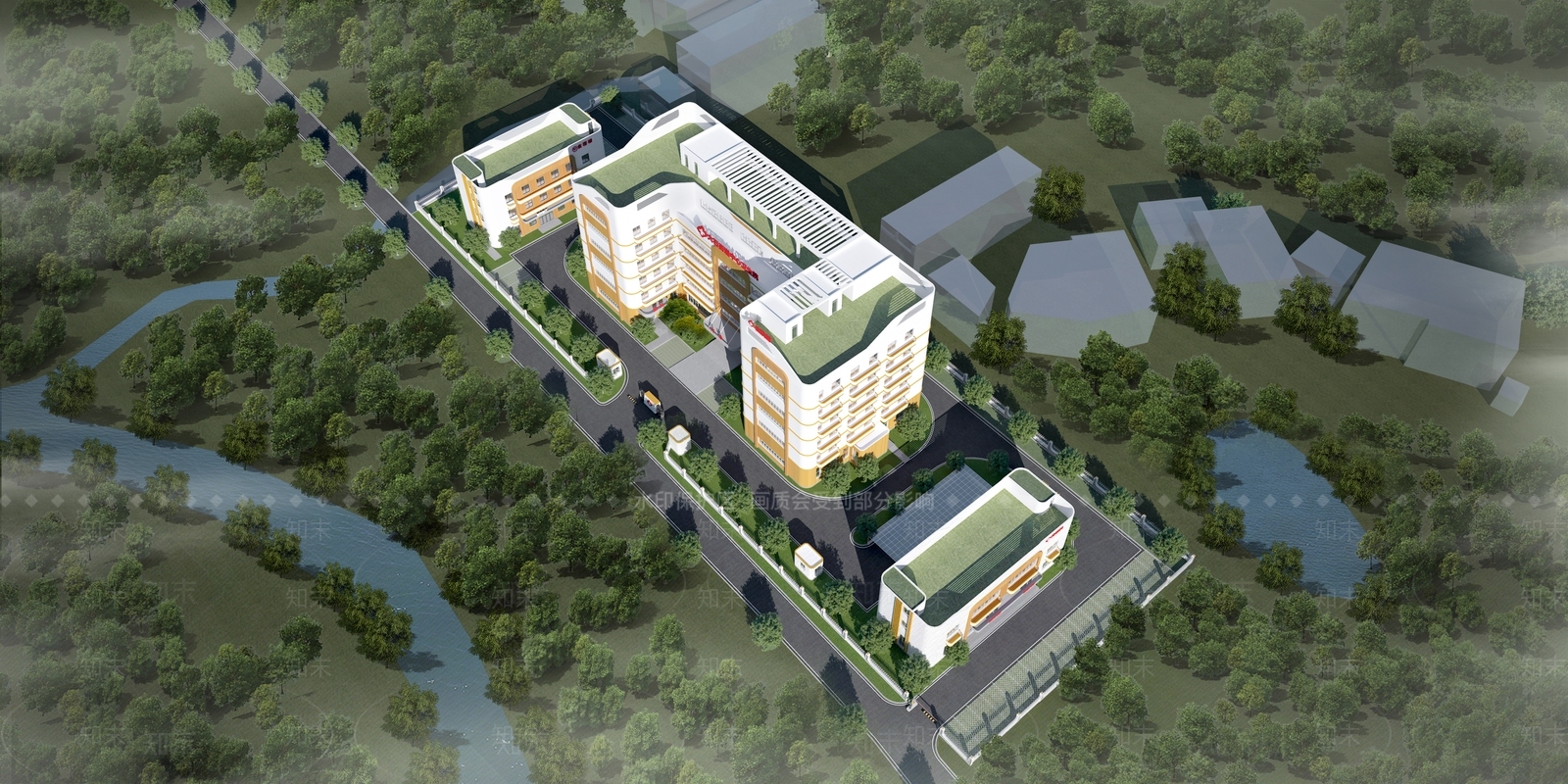 现代乡镇医院建筑SU模型下载【ID:1158820769】