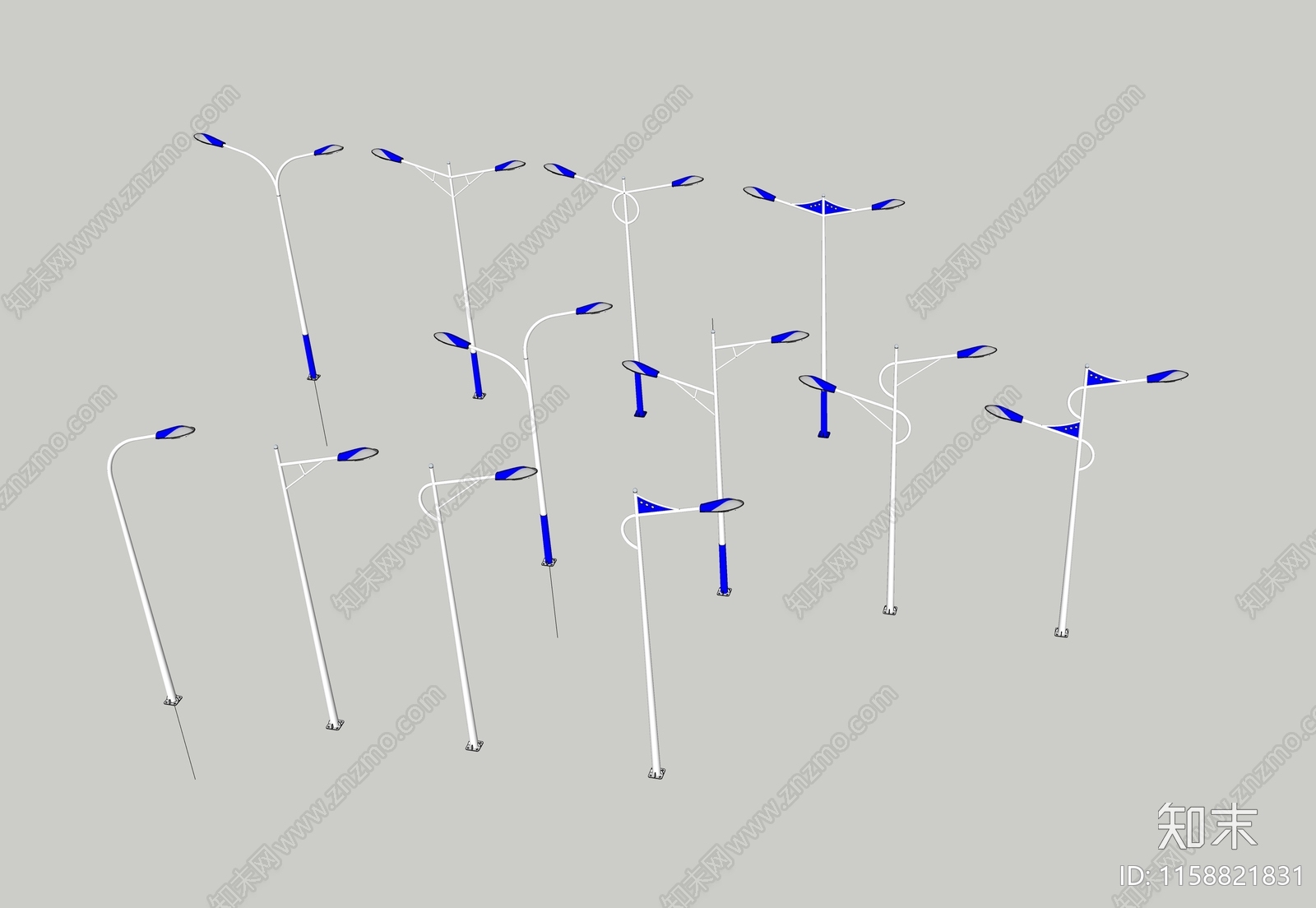 现代路灯SU模型下载【ID:1158821831】
