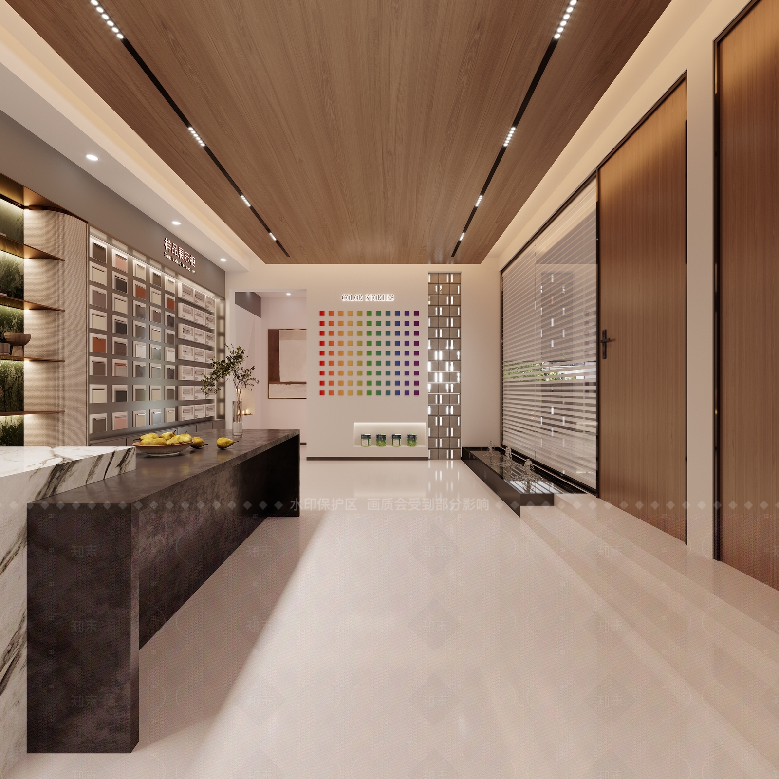 现代设计公司材料展厅3D模型下载【ID:1158823889】