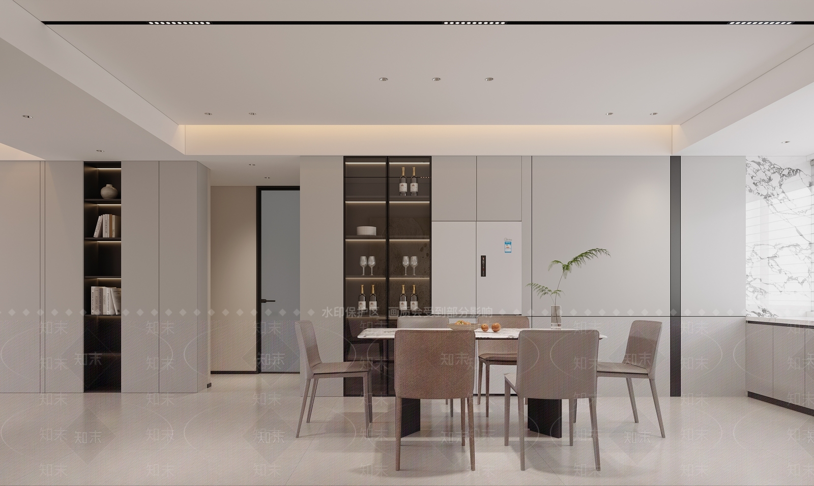 现代极简客餐厅3D模型下载【ID:1158825500】_知末3d模型网