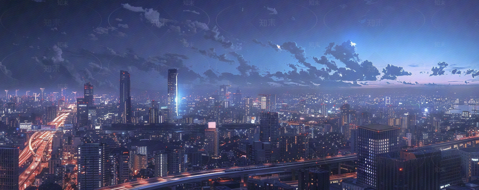 户外城市建筑夜景远景贴图下载【ID:1158826933】