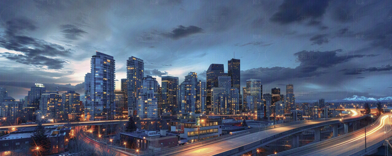 户外城市建筑夜景远景贴图下载【ID:1158827041】