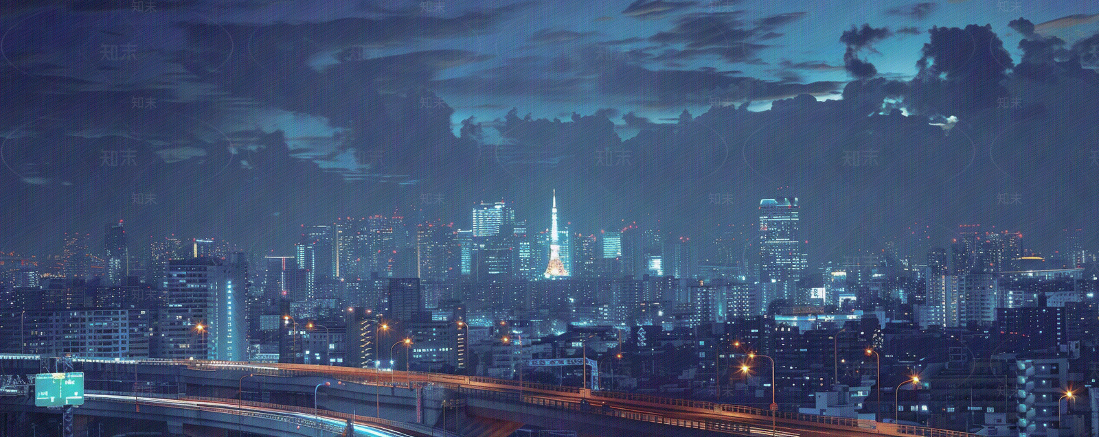 户外城市建筑夜景远景贴图下载【ID:1158827084】